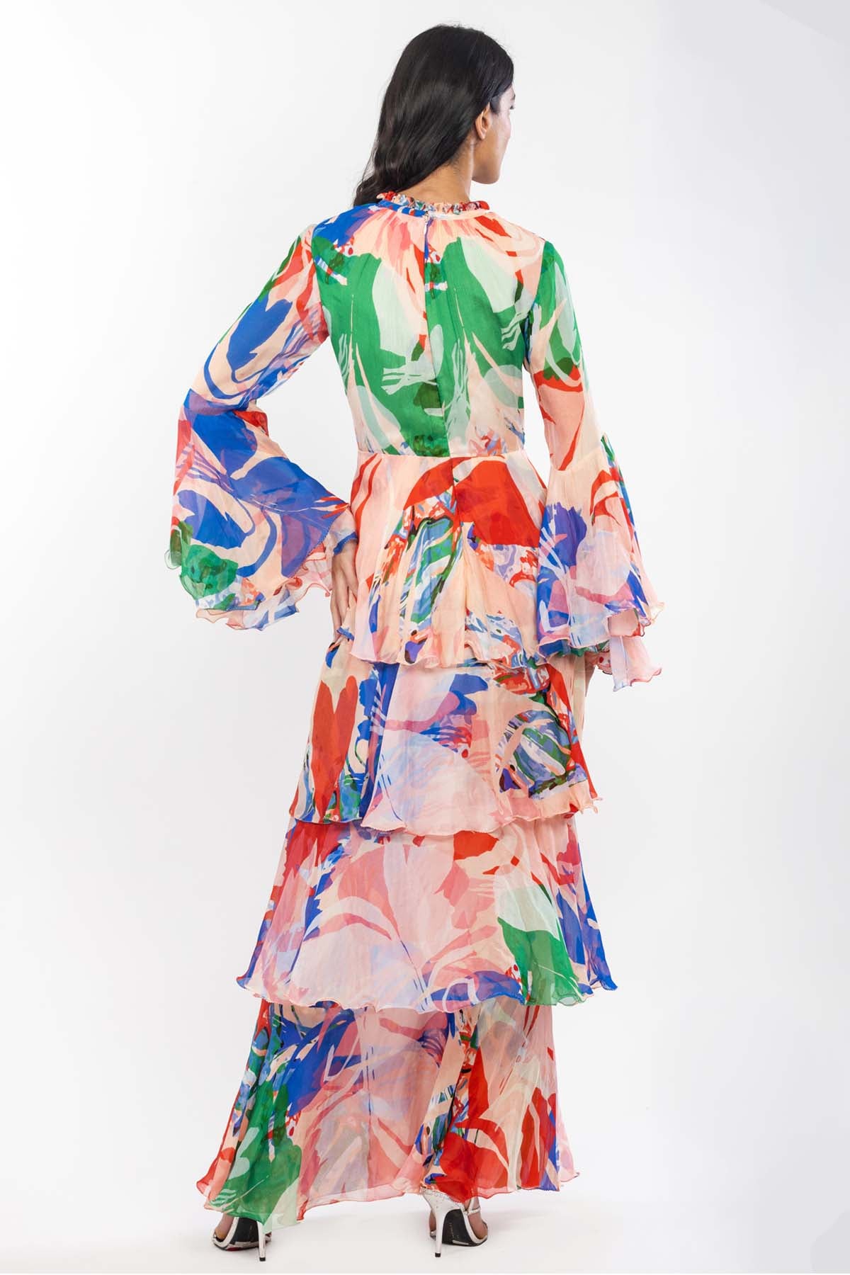 Layered Abstract Print Dress