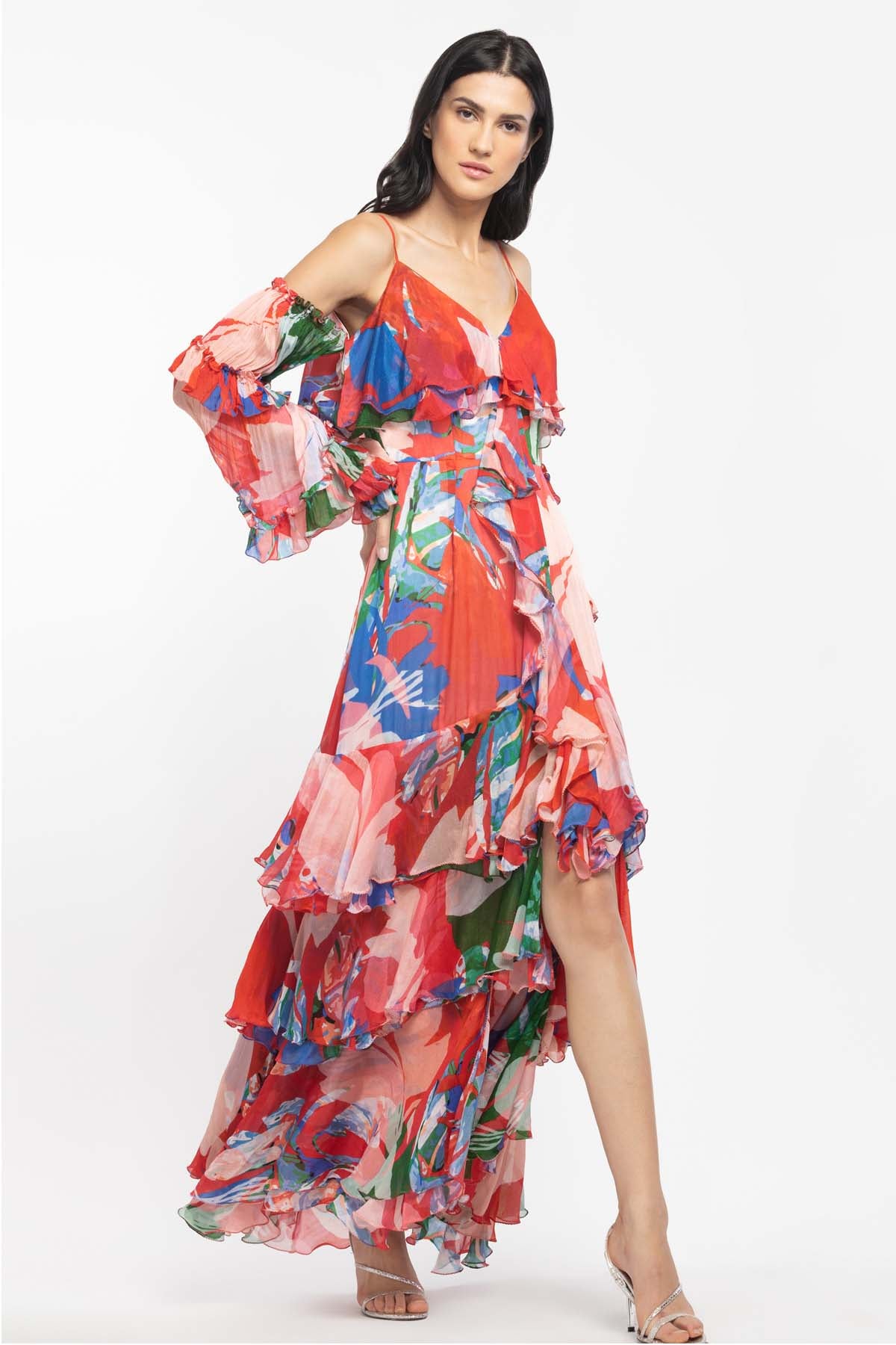 Layered Long Printed Dress