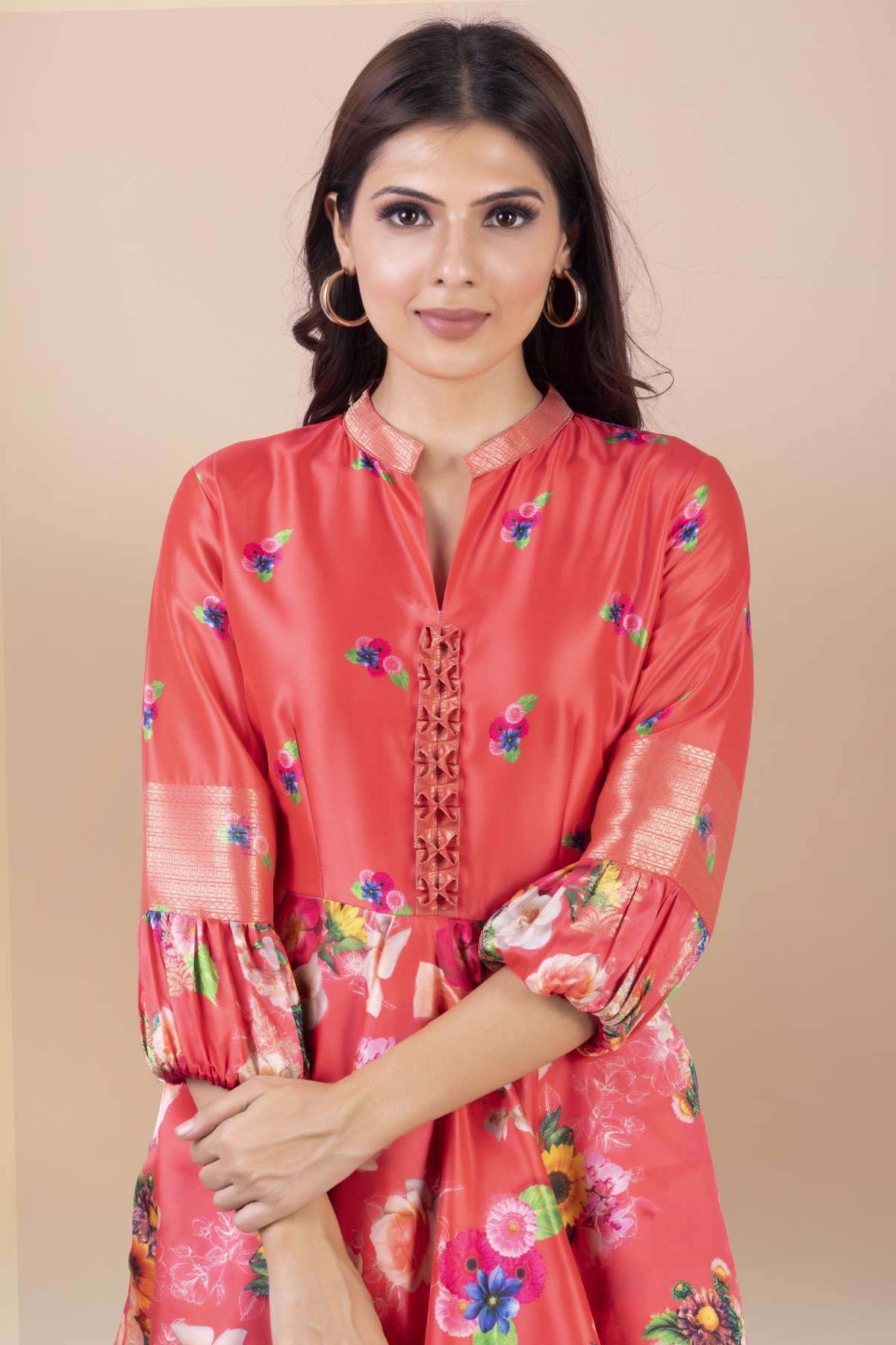 Peach Asymmetrical Top & Dhoti