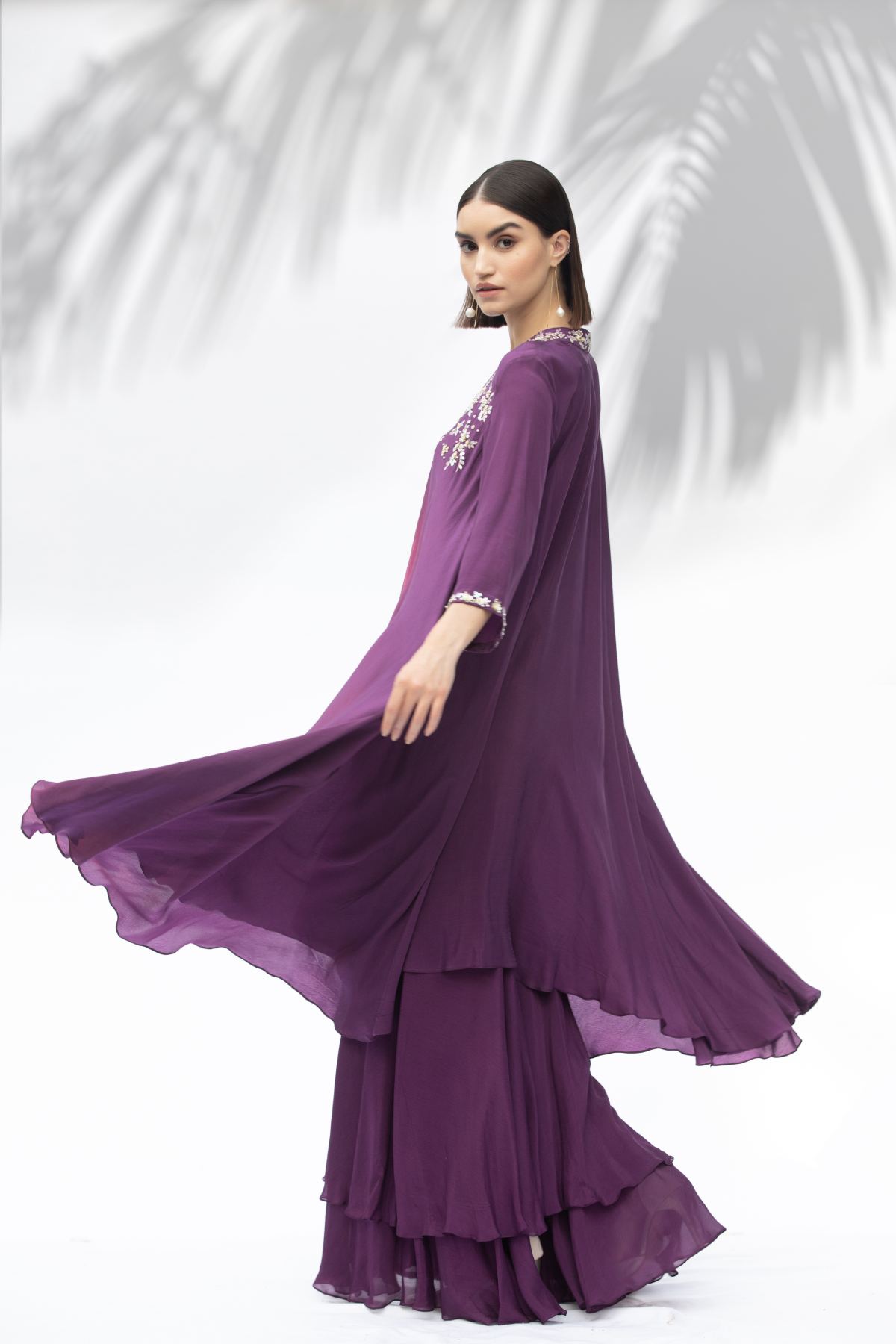 Jade Purple Layered Sharara Set