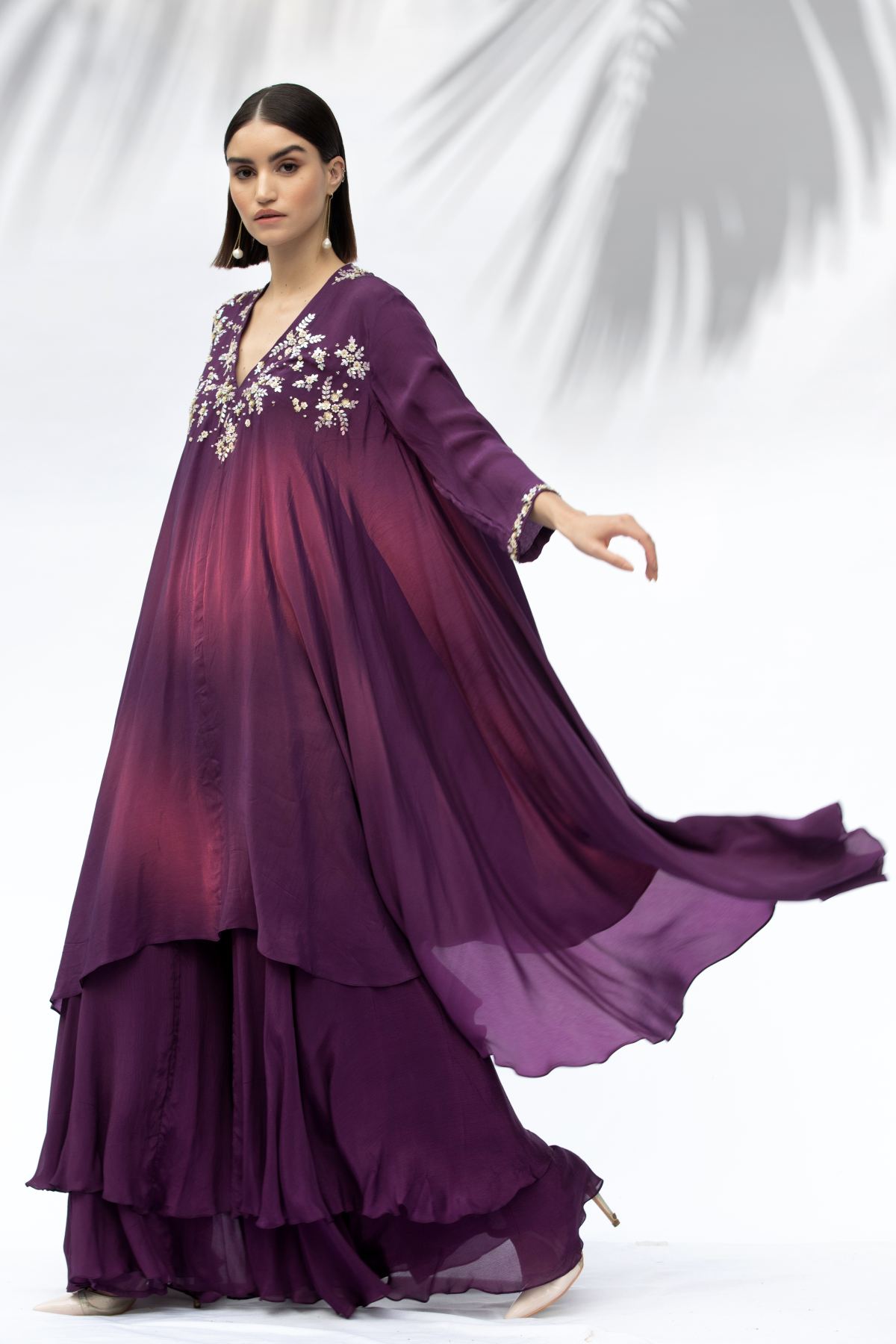 Jade Purple Layered Sharara Set