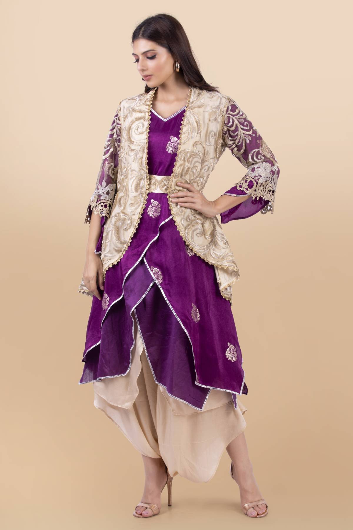 Buy Layered Silk Jacket Set for Women Online
