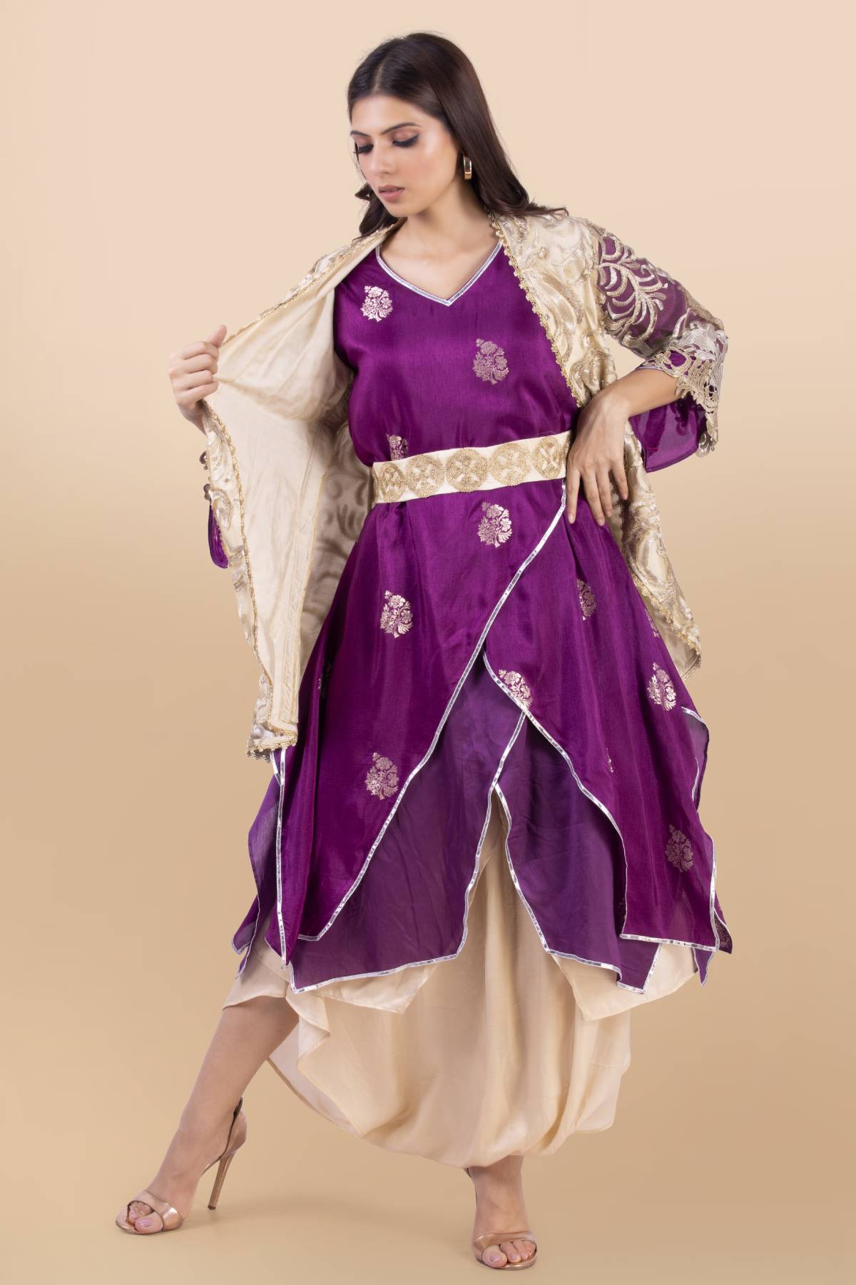 Multicolor Cutwork Jacket Set