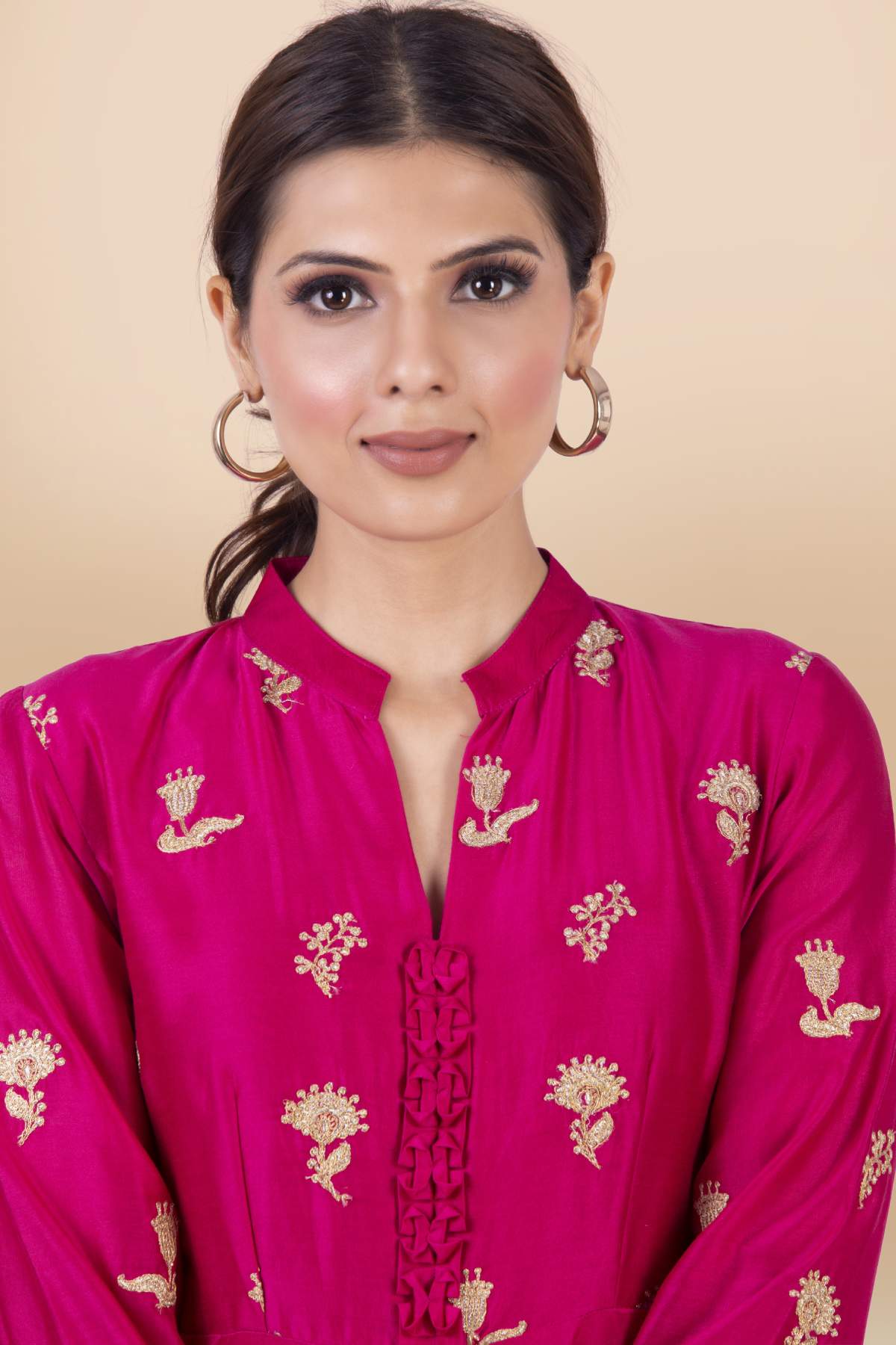 Pink Asymmetrical Kurta & Dhoti