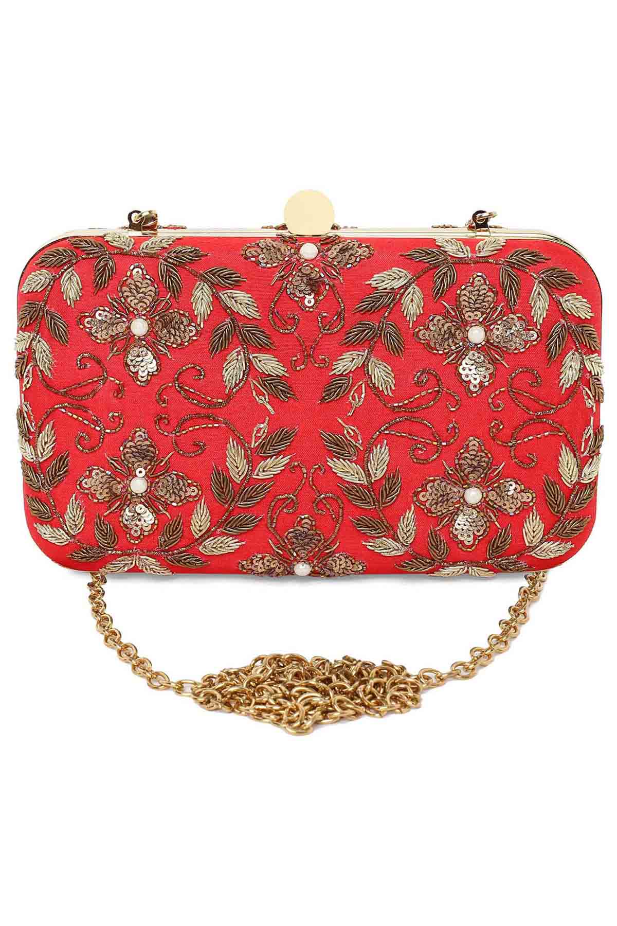 Leaf Embroidered Clutch