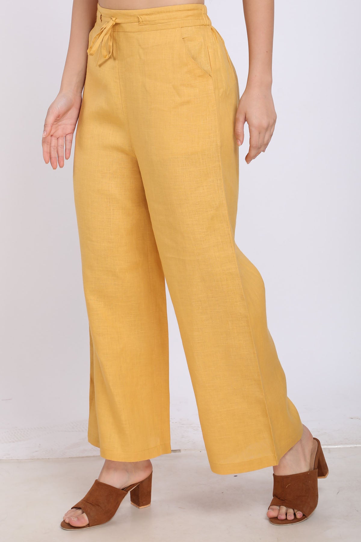 Ochre Linen Drawstring Pants