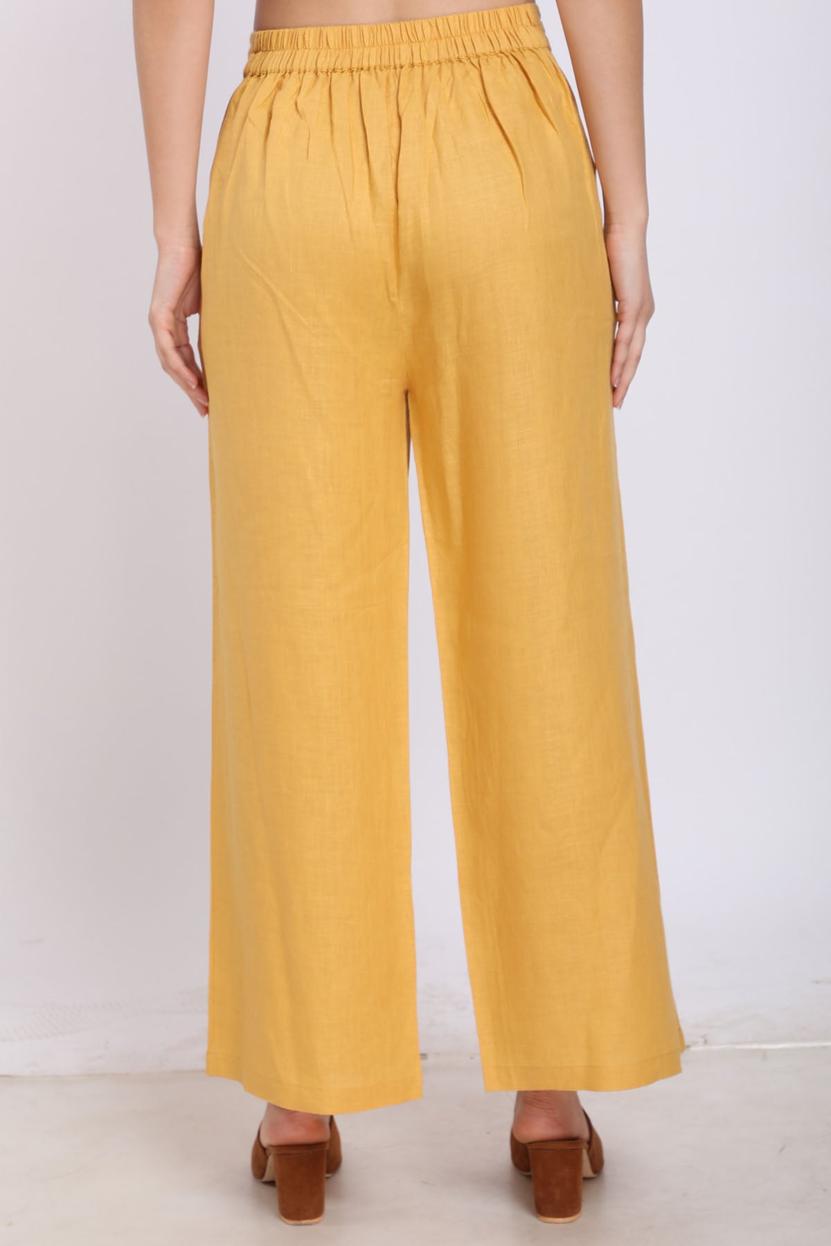 Ochre Linen Drawstring Pants