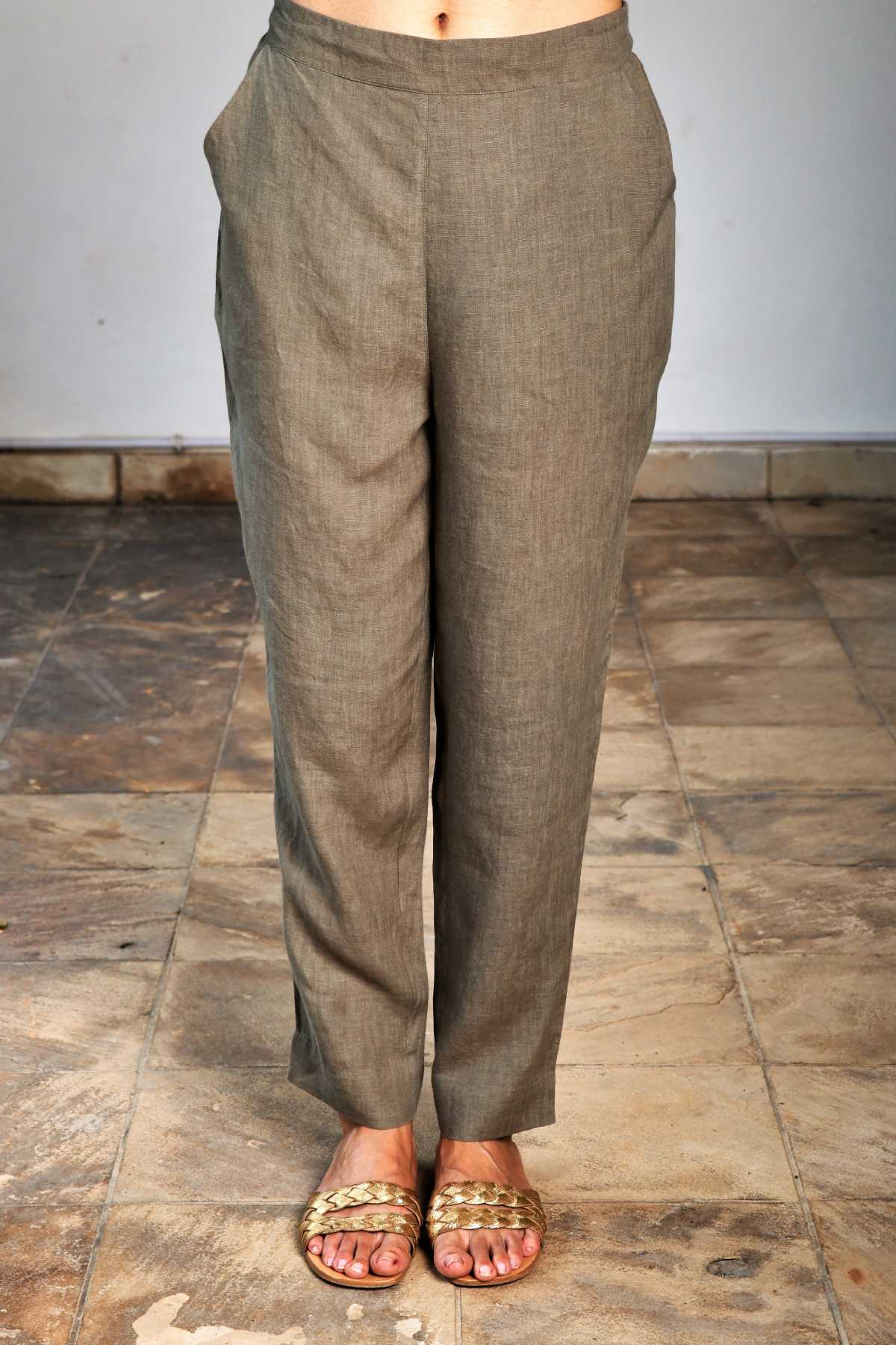 Sage 100% Linen Pencil Pants