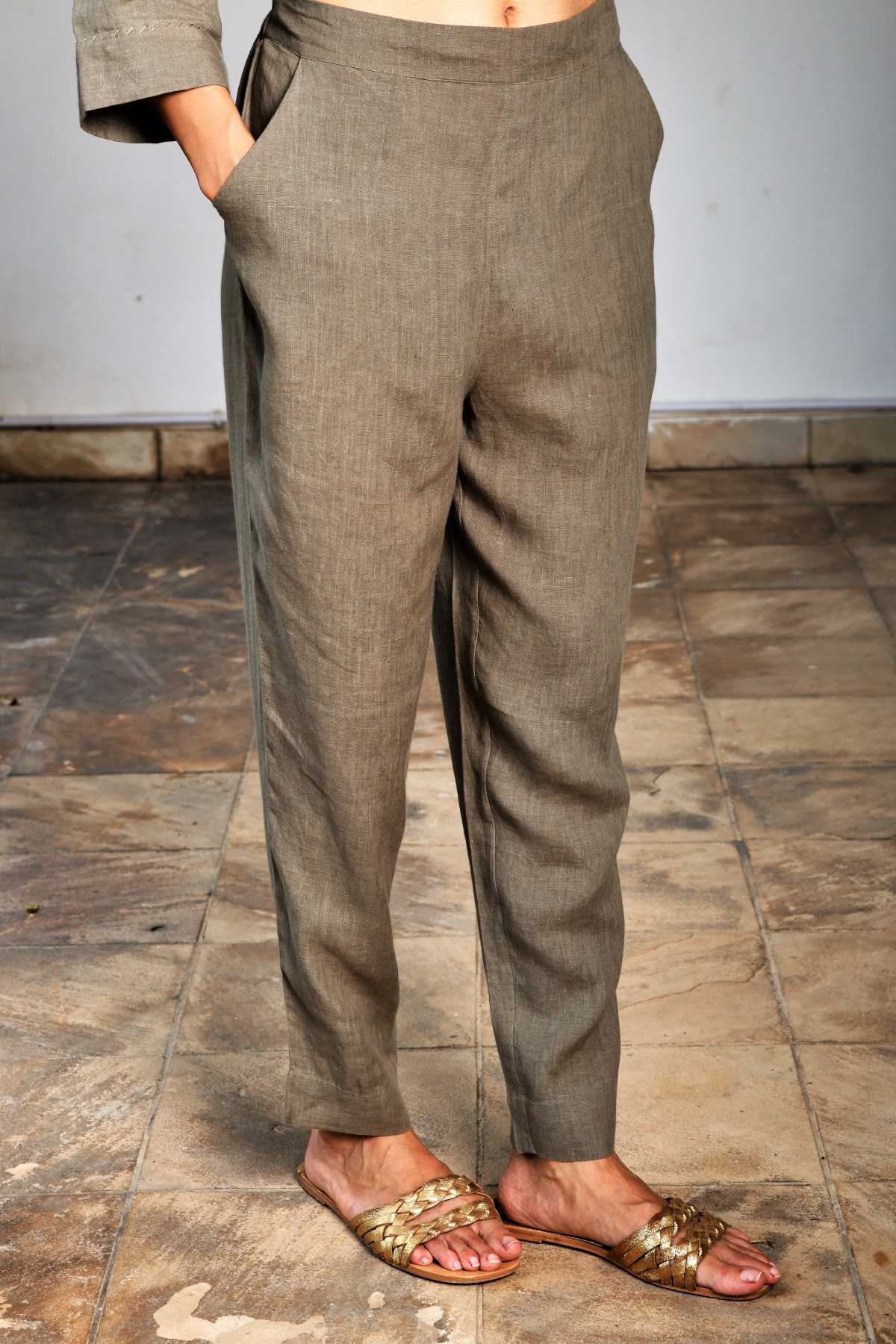 Sage 100% Linen Pencil Pants