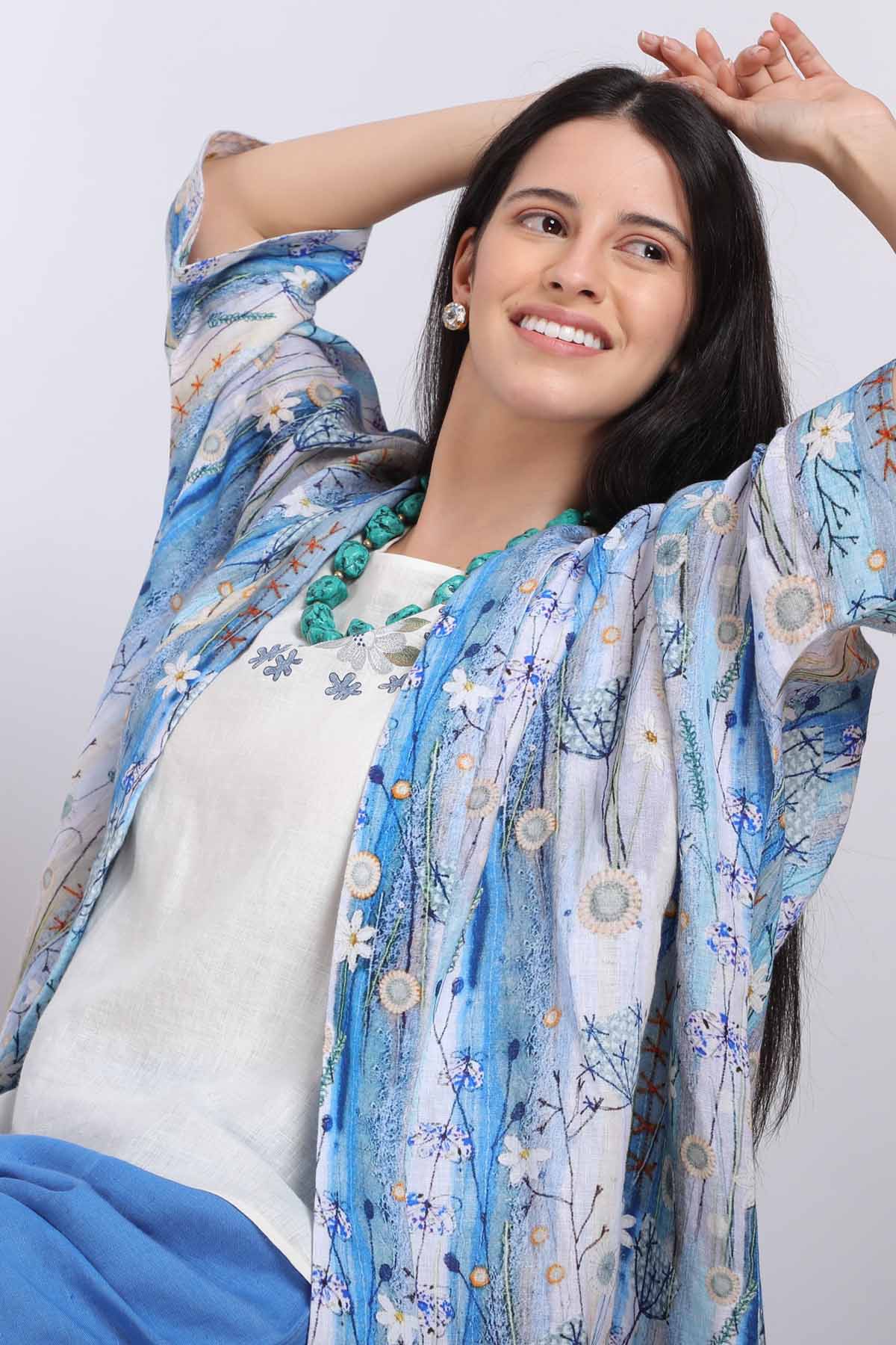 Linen Printed Kaftan