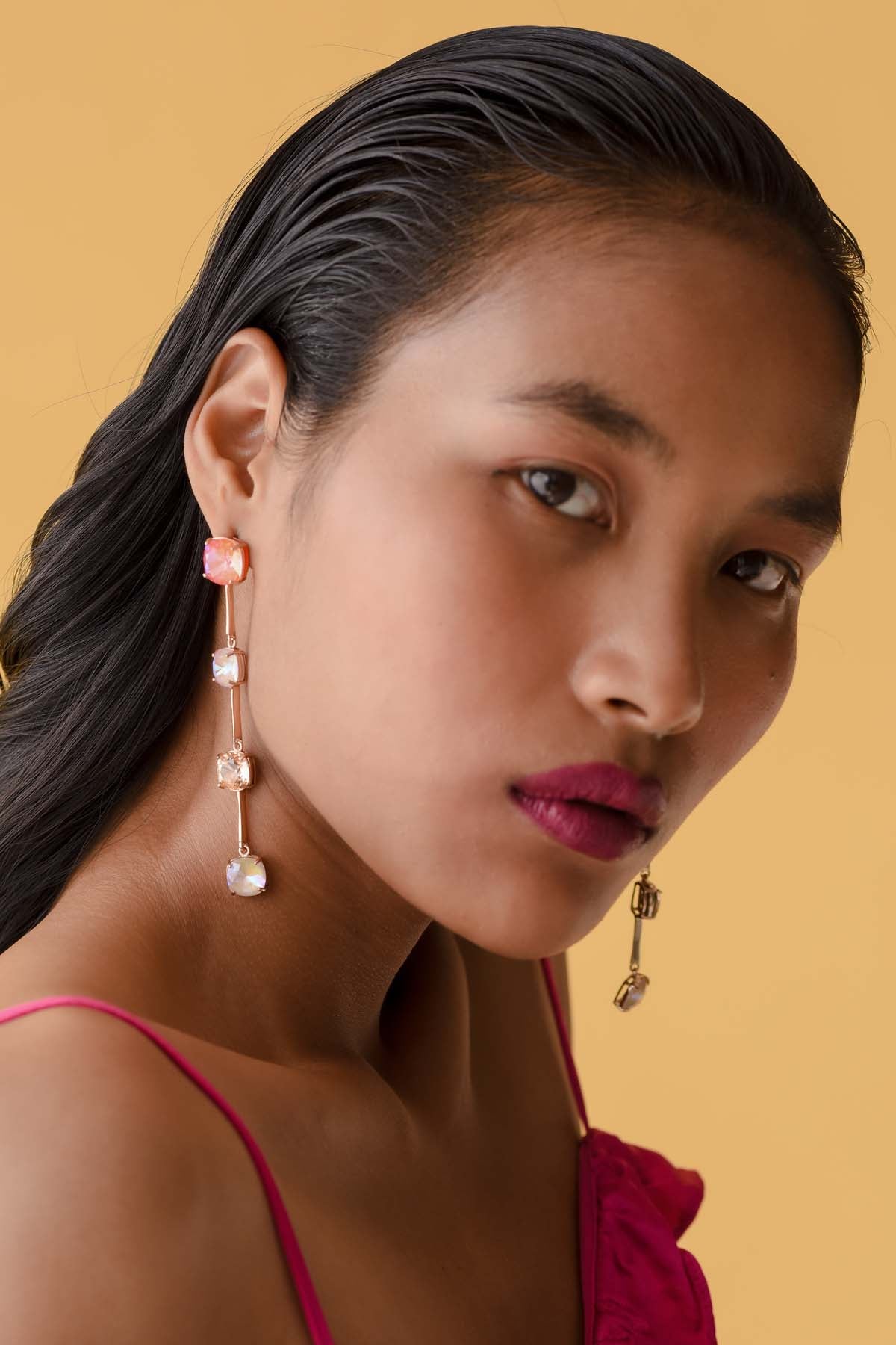 Buy Long Zip Swarovski Earrings For Women Online at ScrollnShops