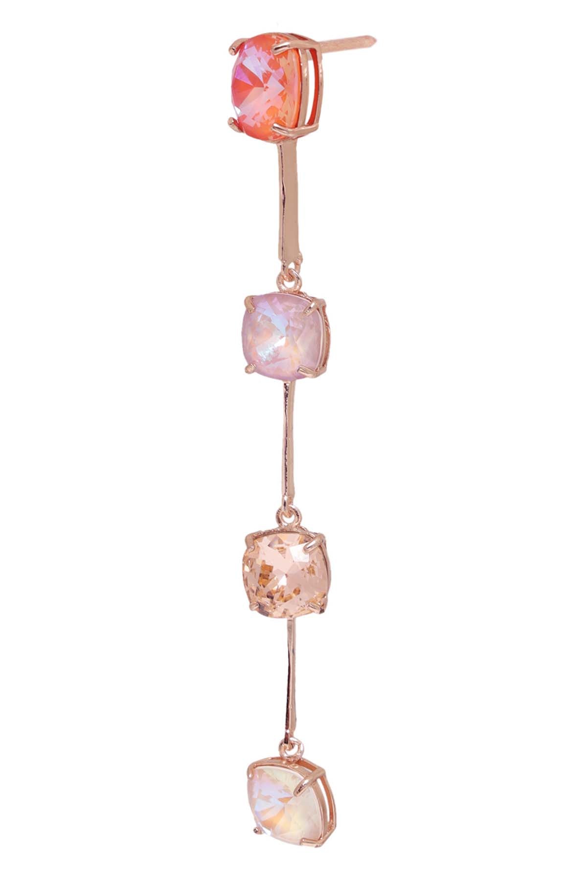Pink Swarovski Long Zip Earrings