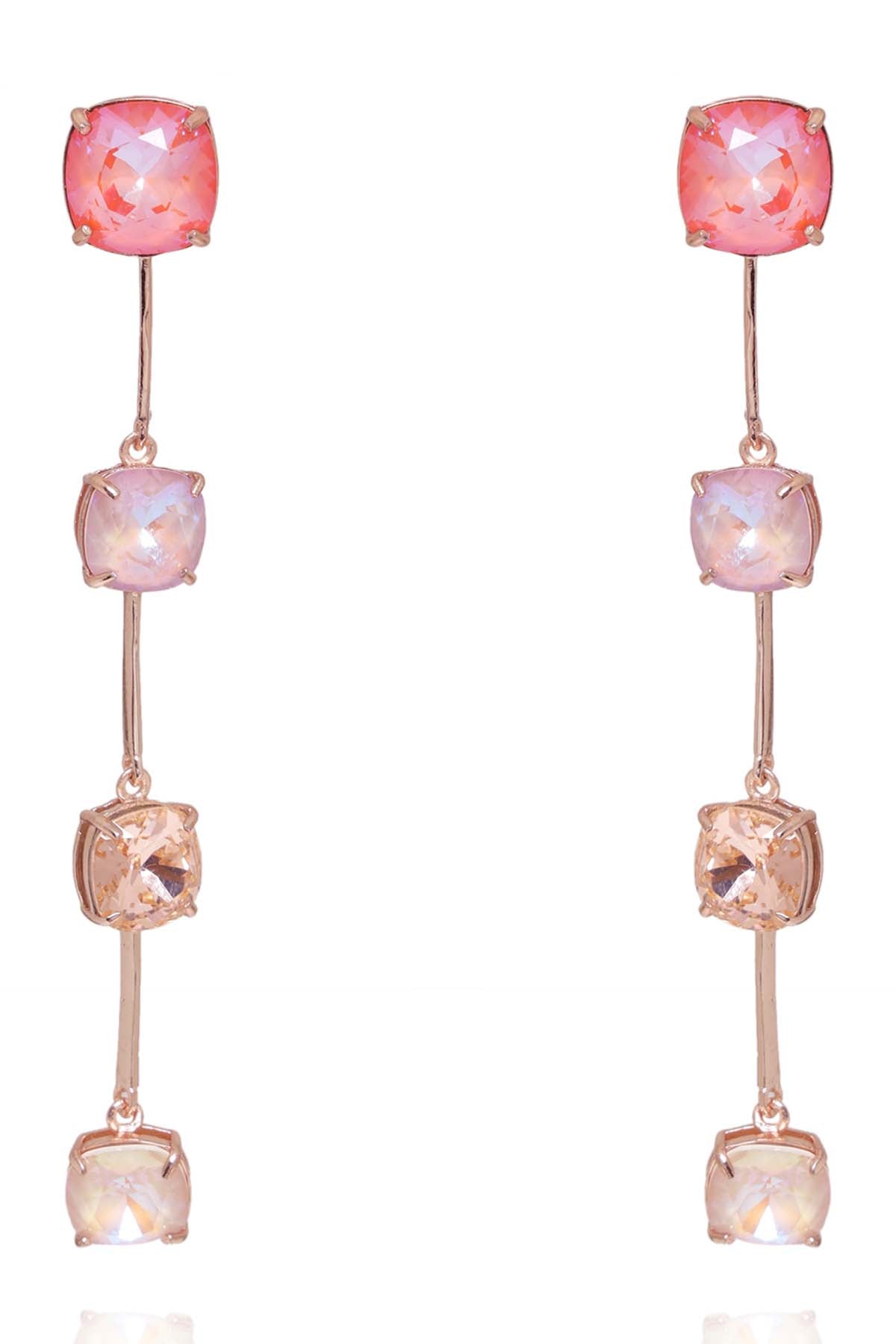 Pink Swarovski Long Zip Earrings