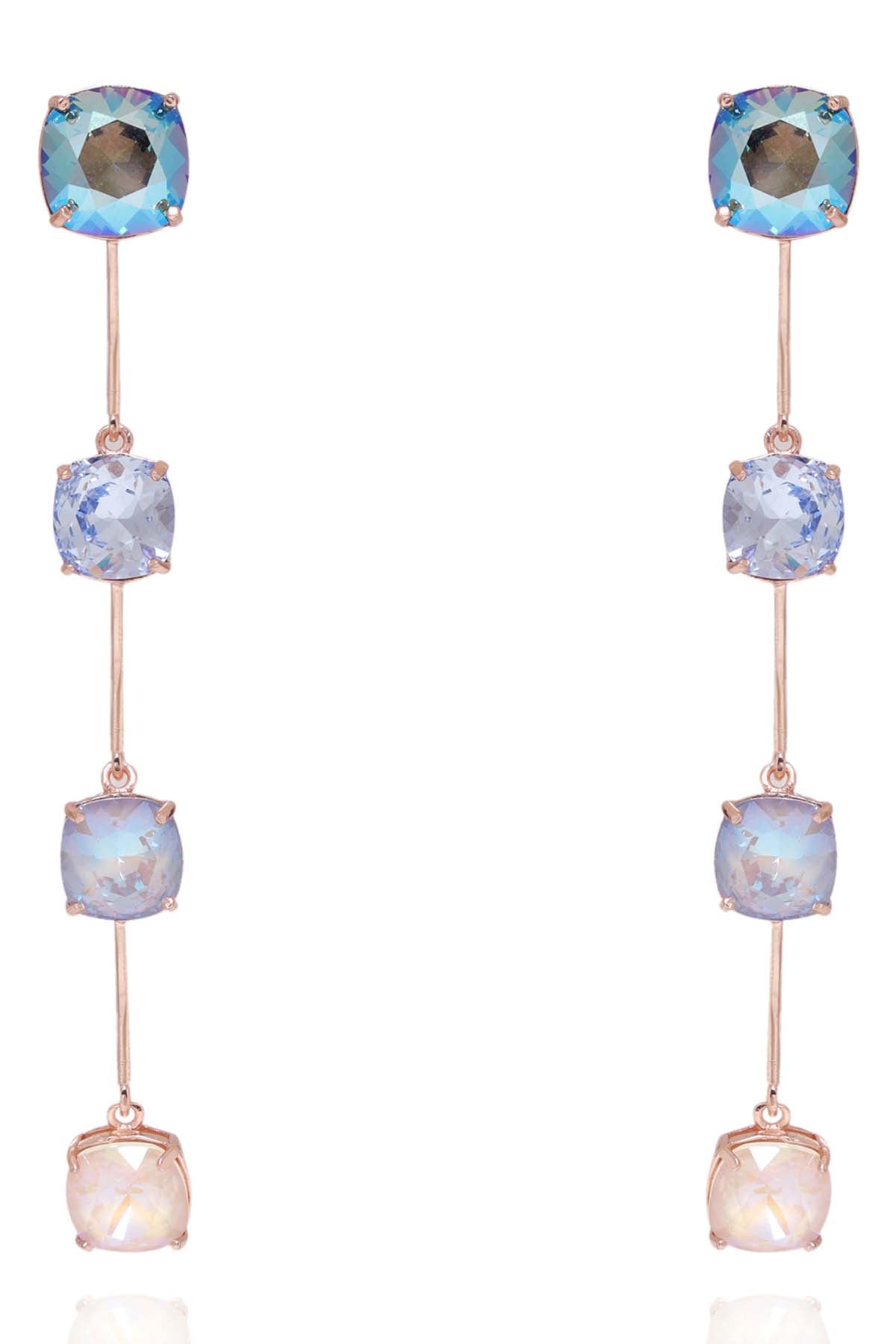 Blue Swarovski Long Zip Earrings