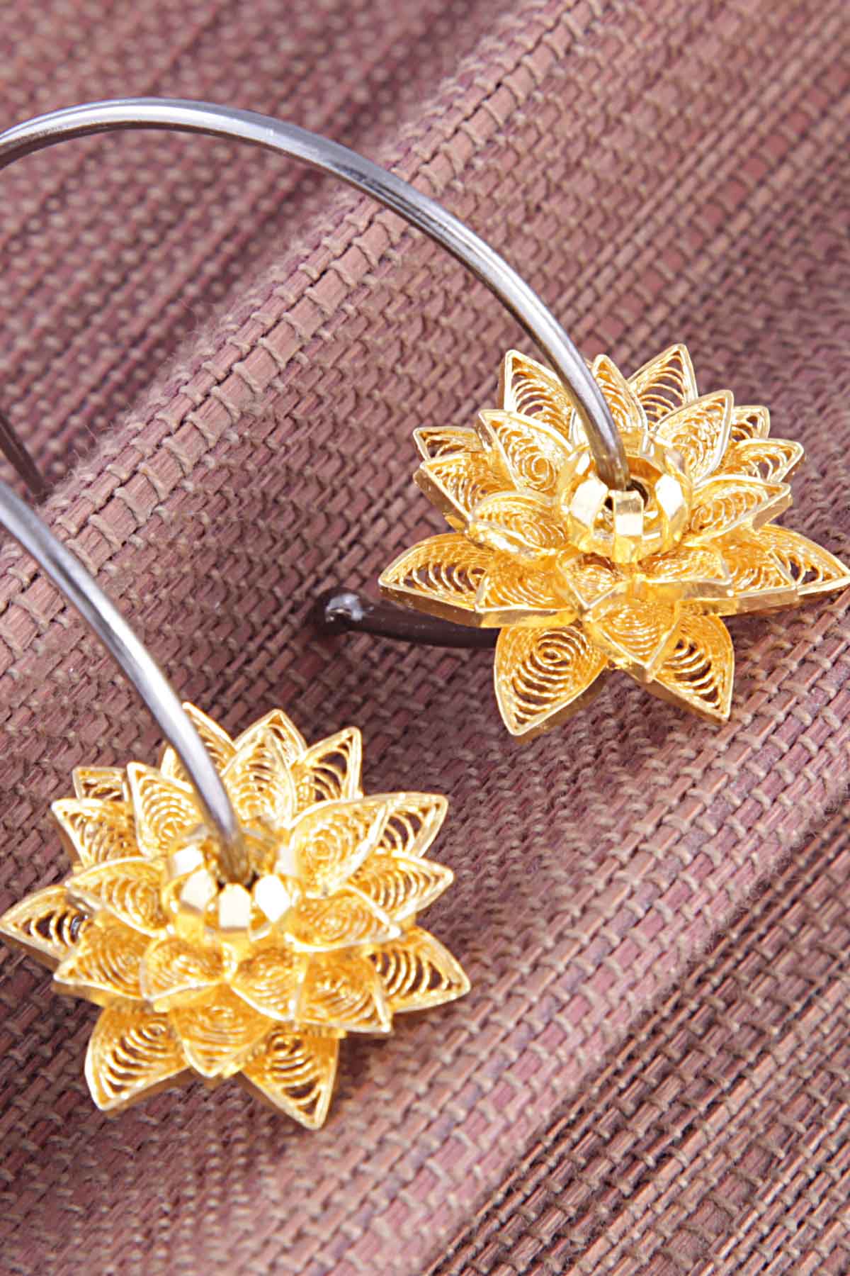Lotus Filigree Hoops