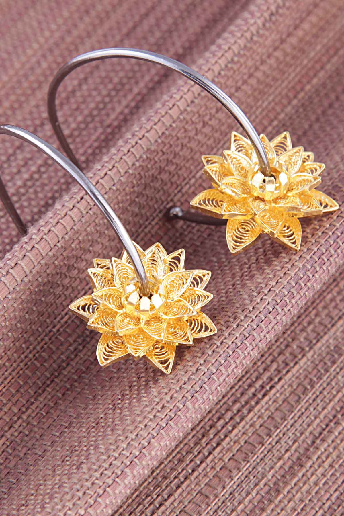 Lotus Filigree Hoops