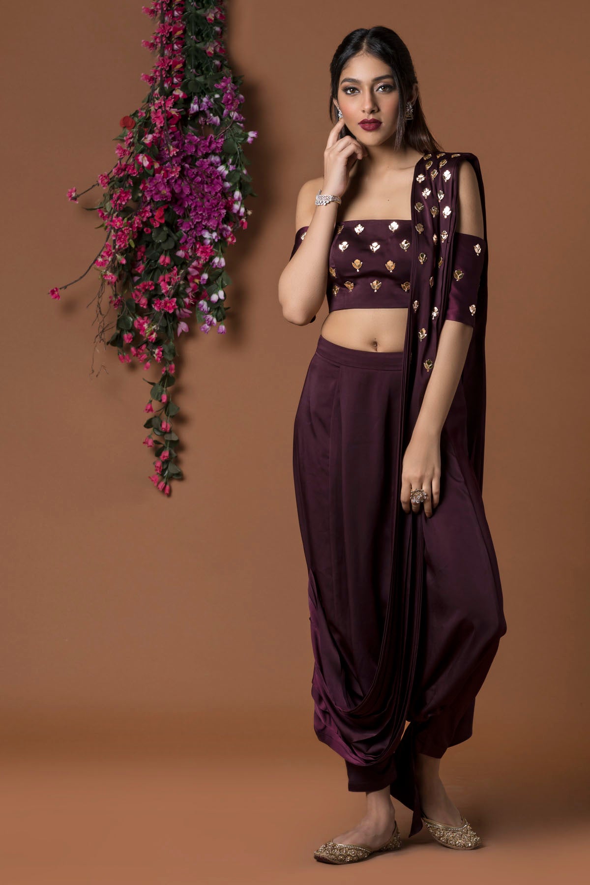 Low Crotch Saree Pant Set