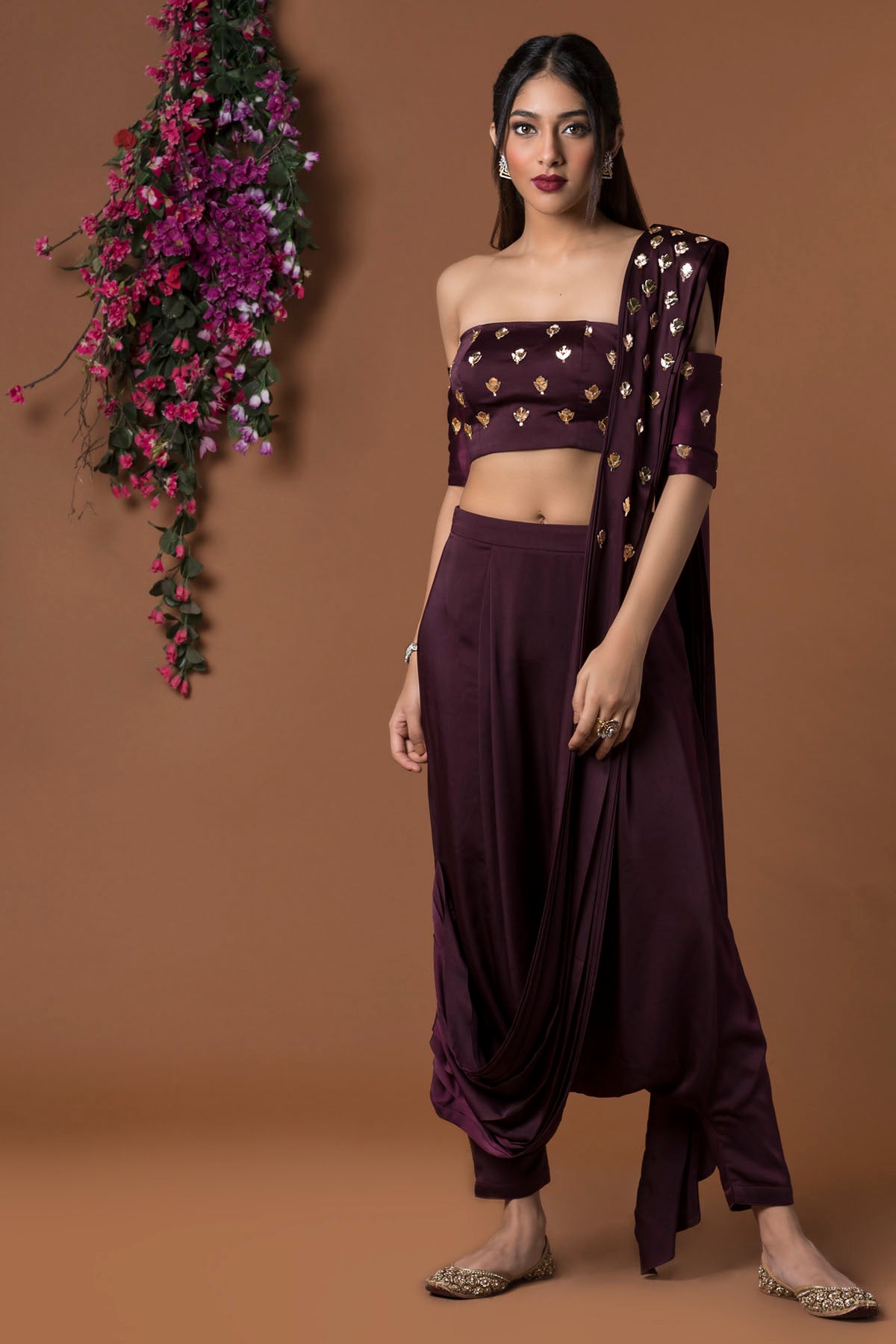 Low Crotch Saree Pant Set