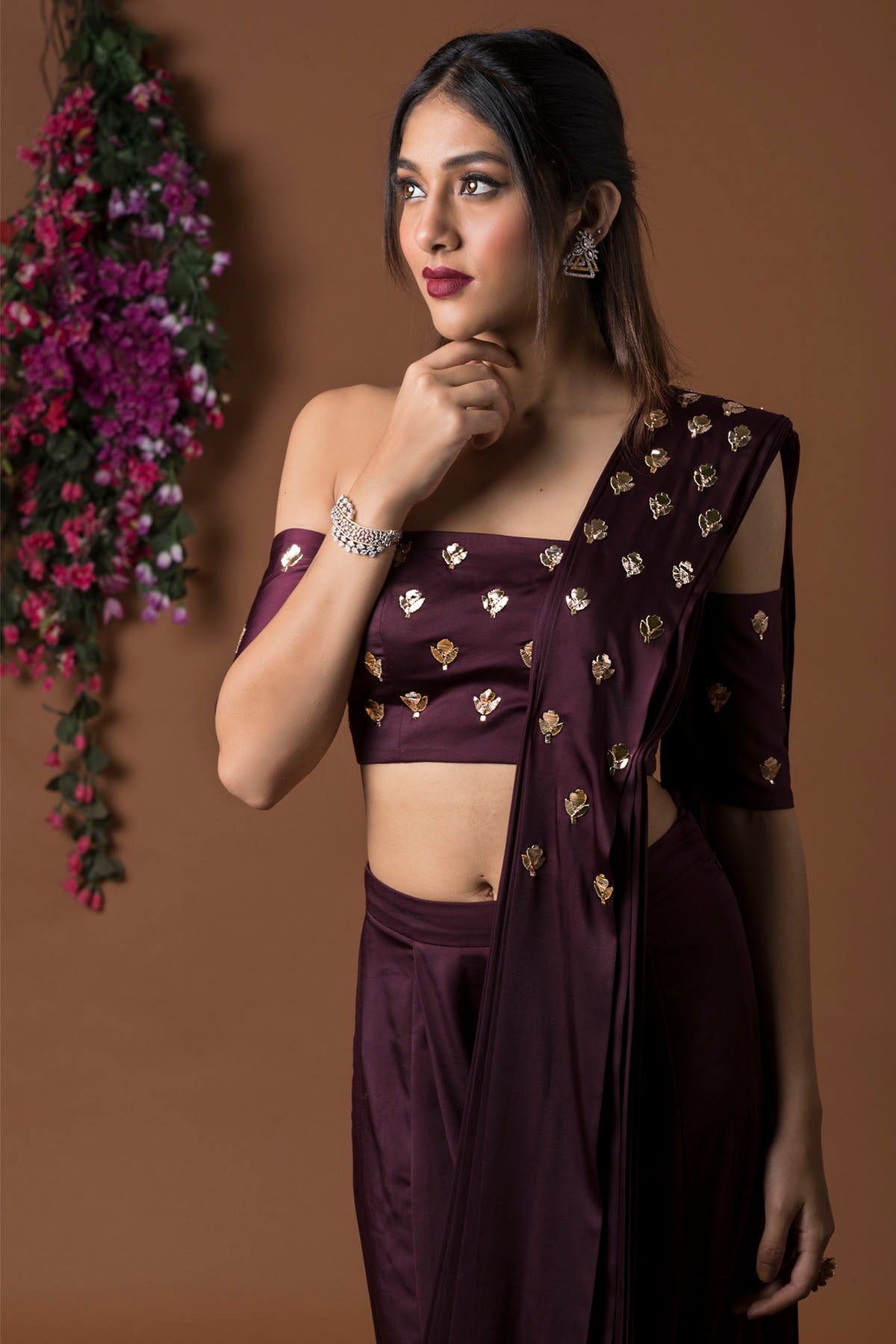 Low Crotch Saree Pant Set