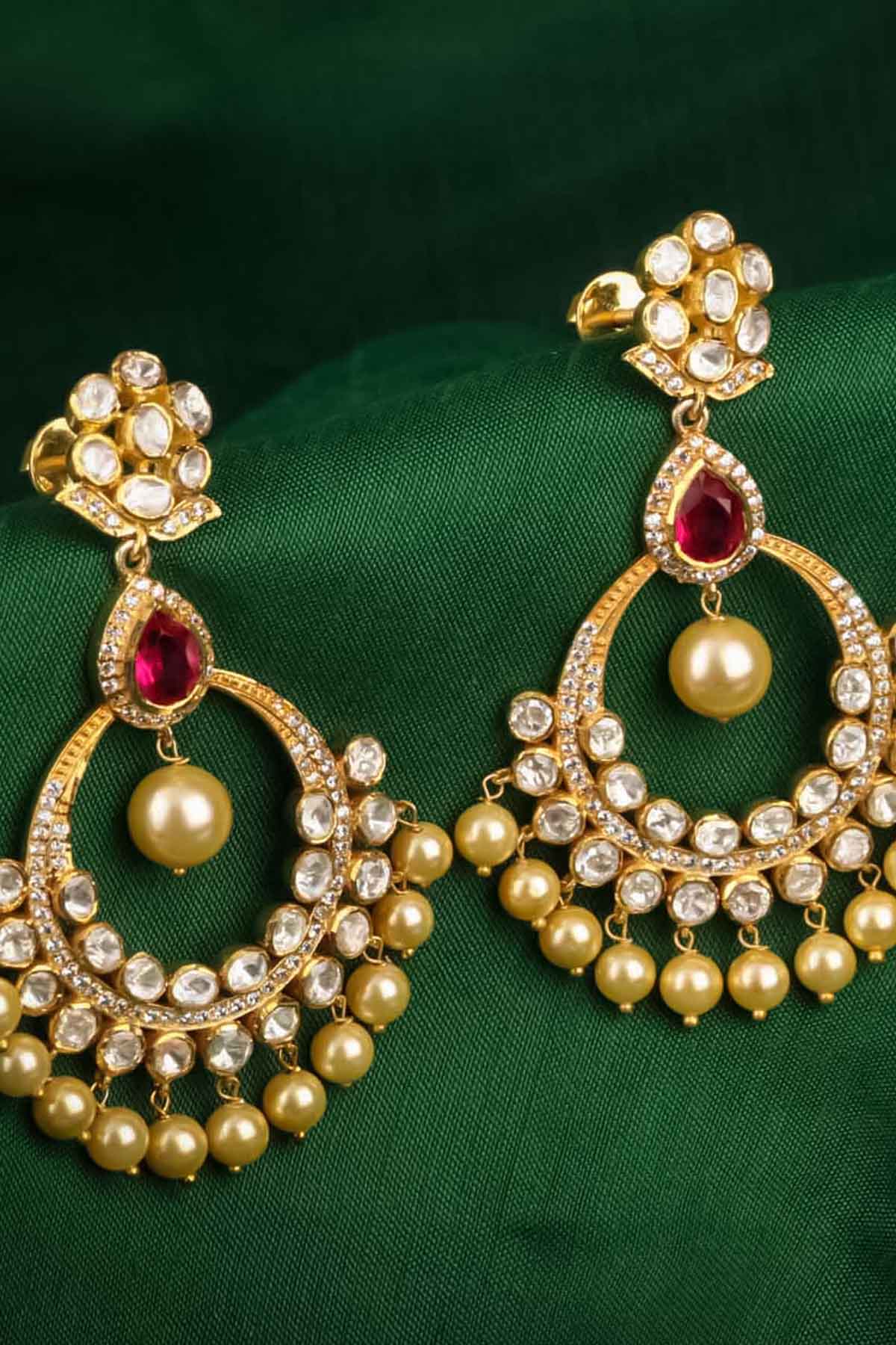 Moissanite Polki Chandbalis