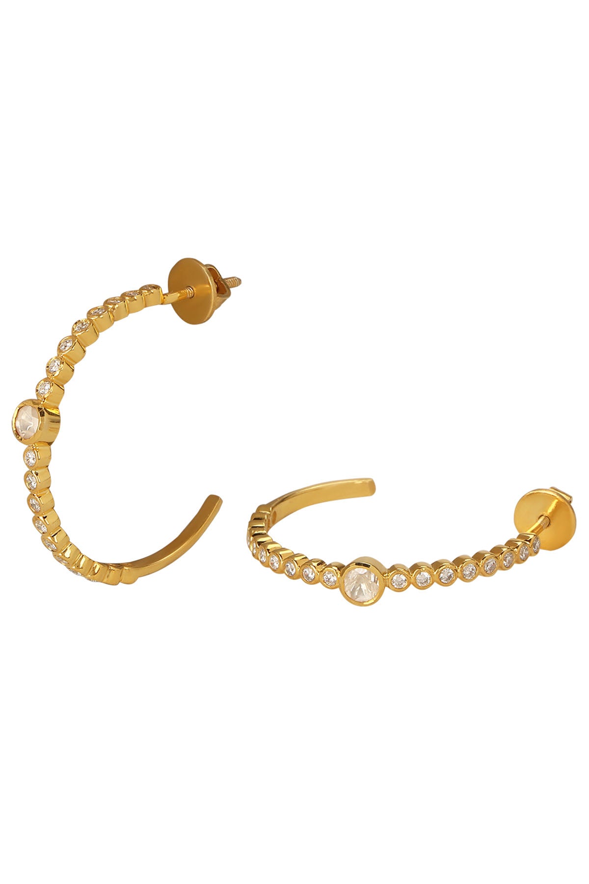 Moissanite Polki Hoops