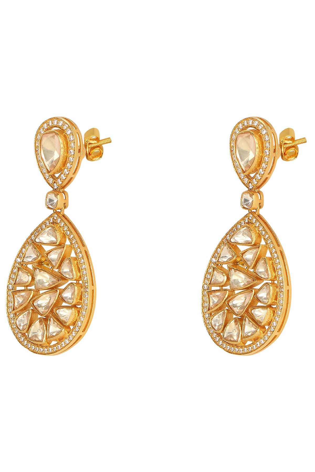 Moissanite Polki Pear Drops