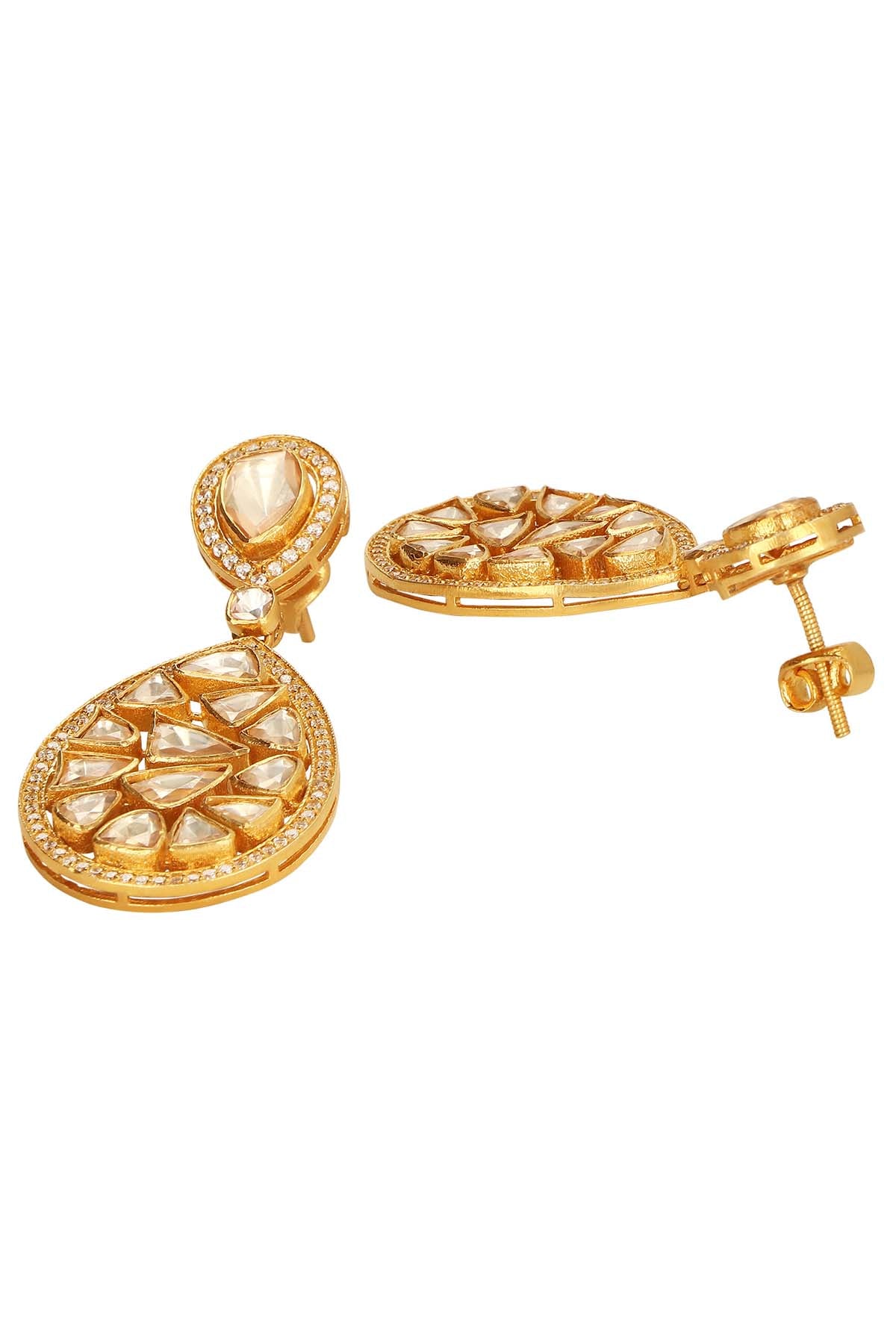 Moissanite Polki Pear Drops