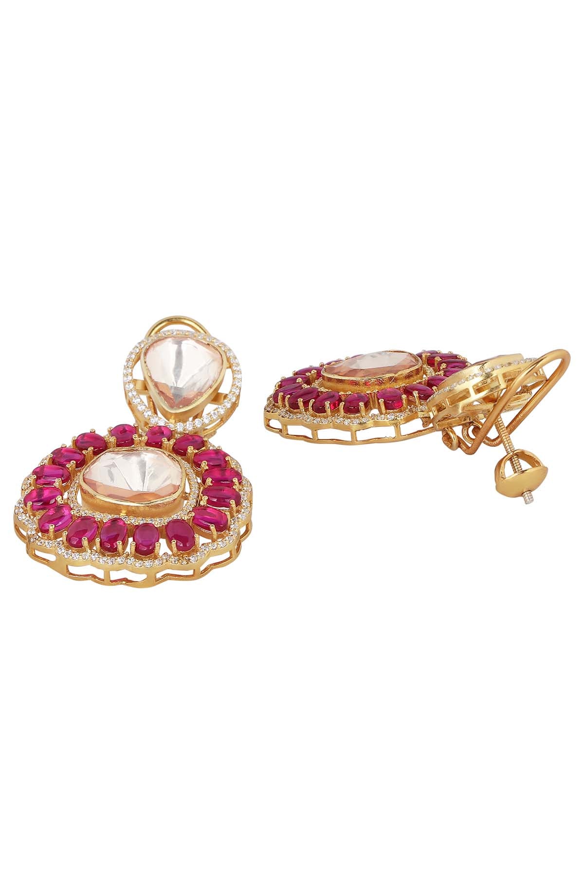 Moissanite Polki Ruby Drops