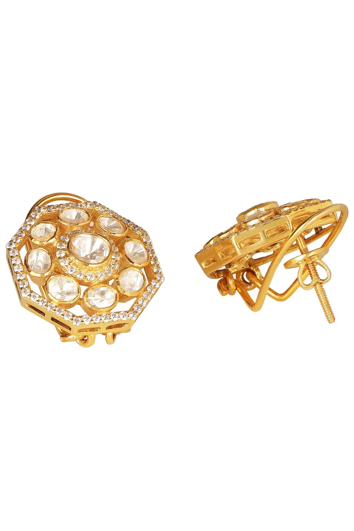 Moissanite Polki Studs