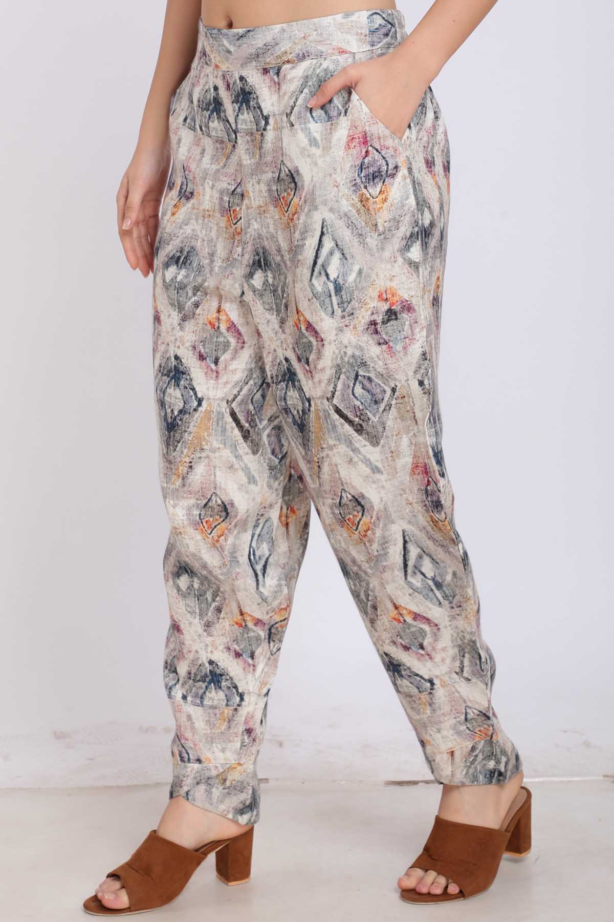 Mosaic Printed Pleated Pants