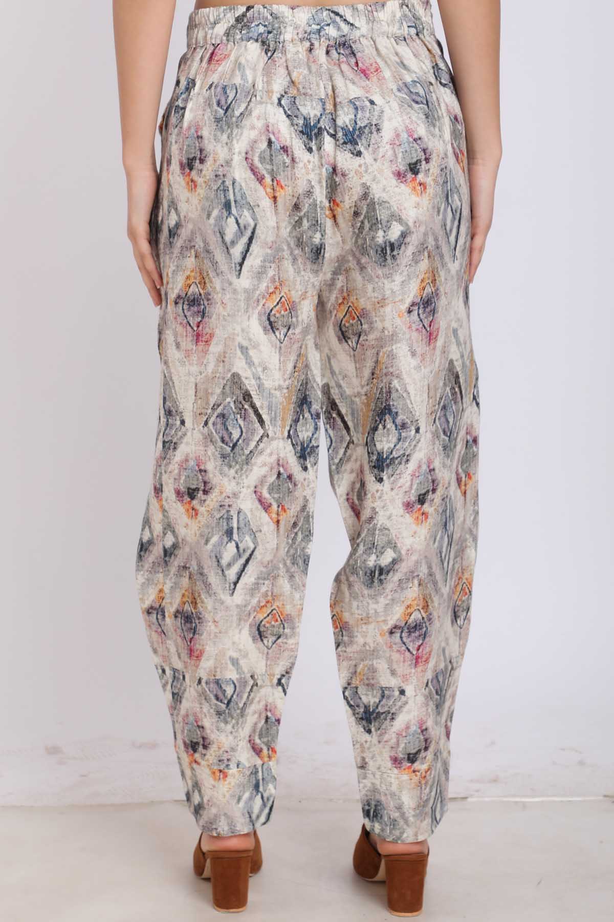 Mosaic Printed Pleated Pants