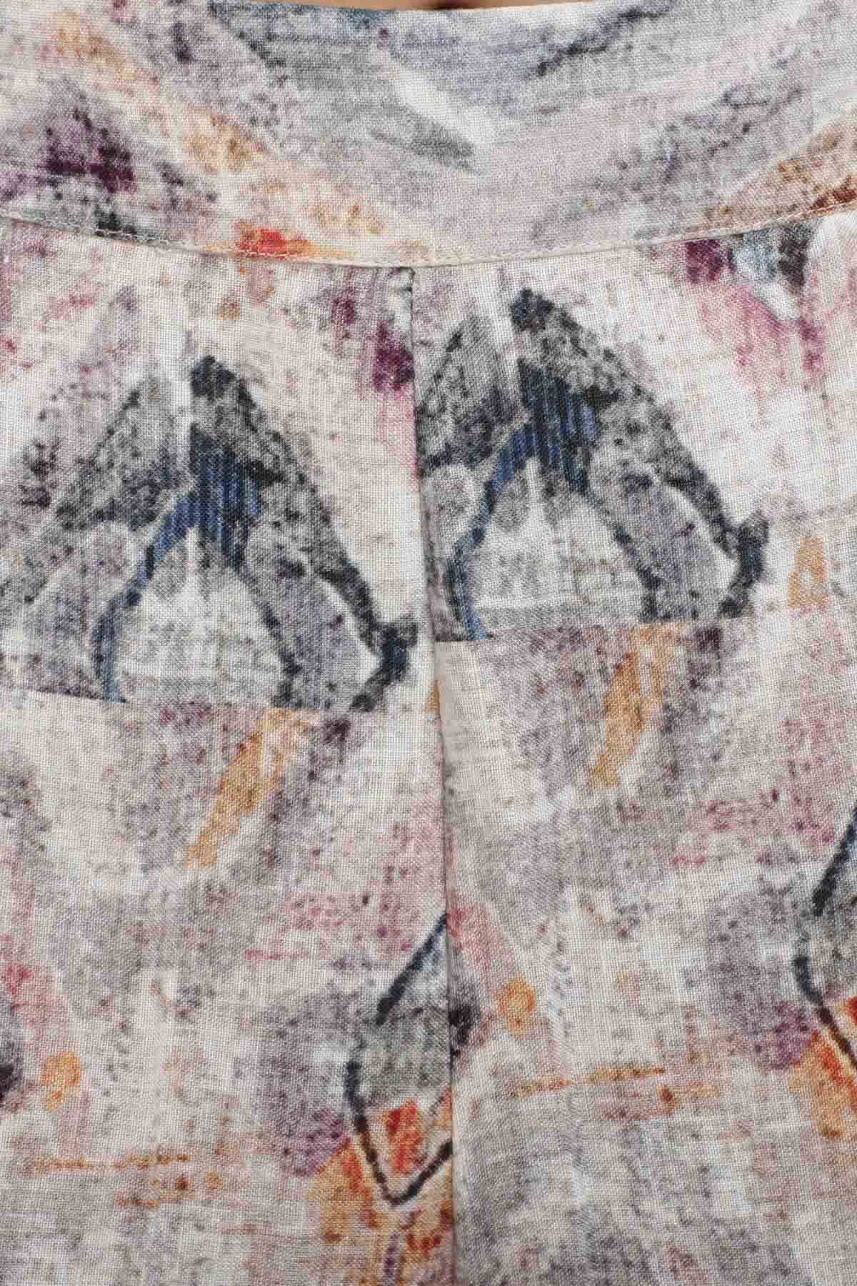 Mosaic Printed Pleated Pants