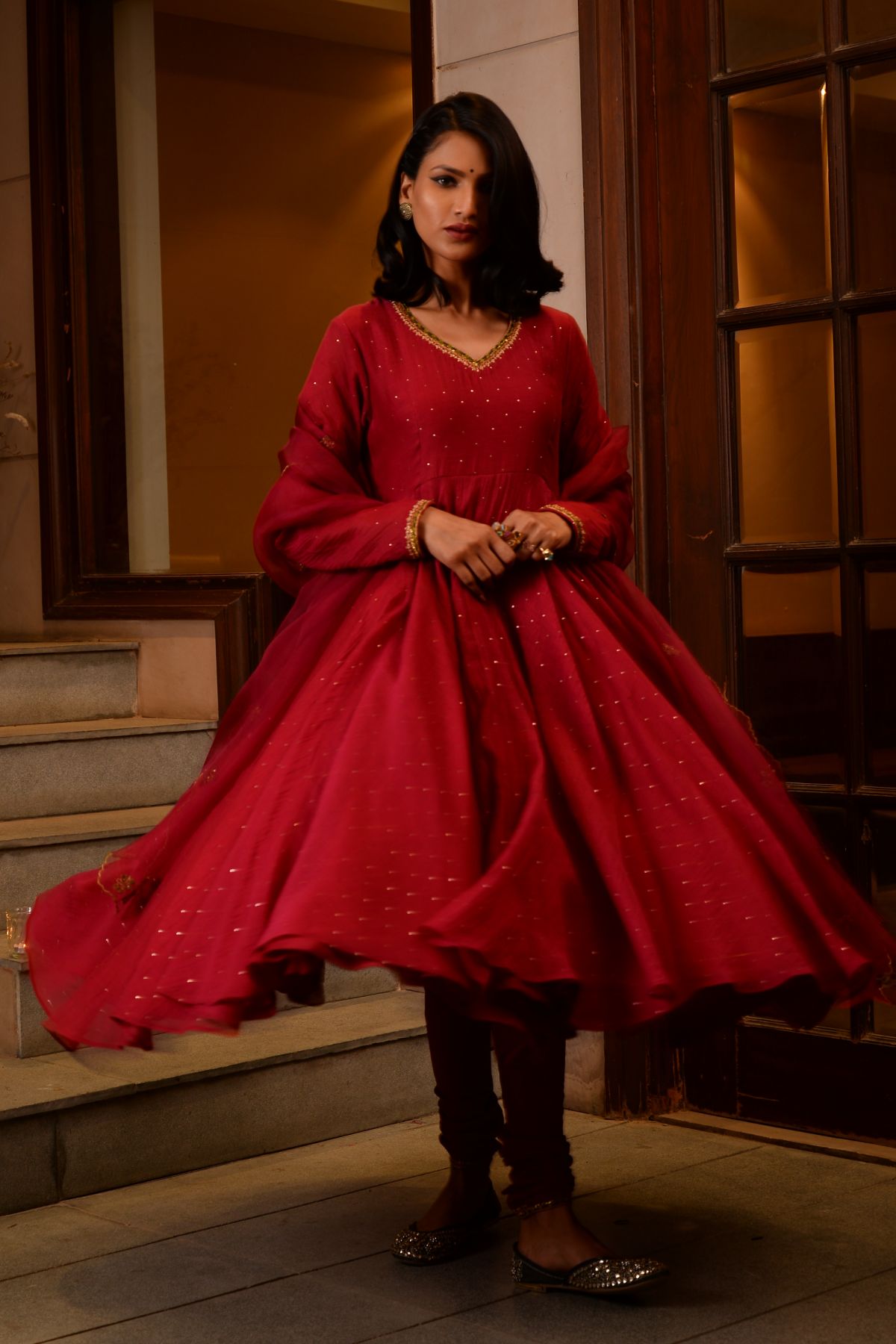 Scarlet Zardosi Flared Kurta Set