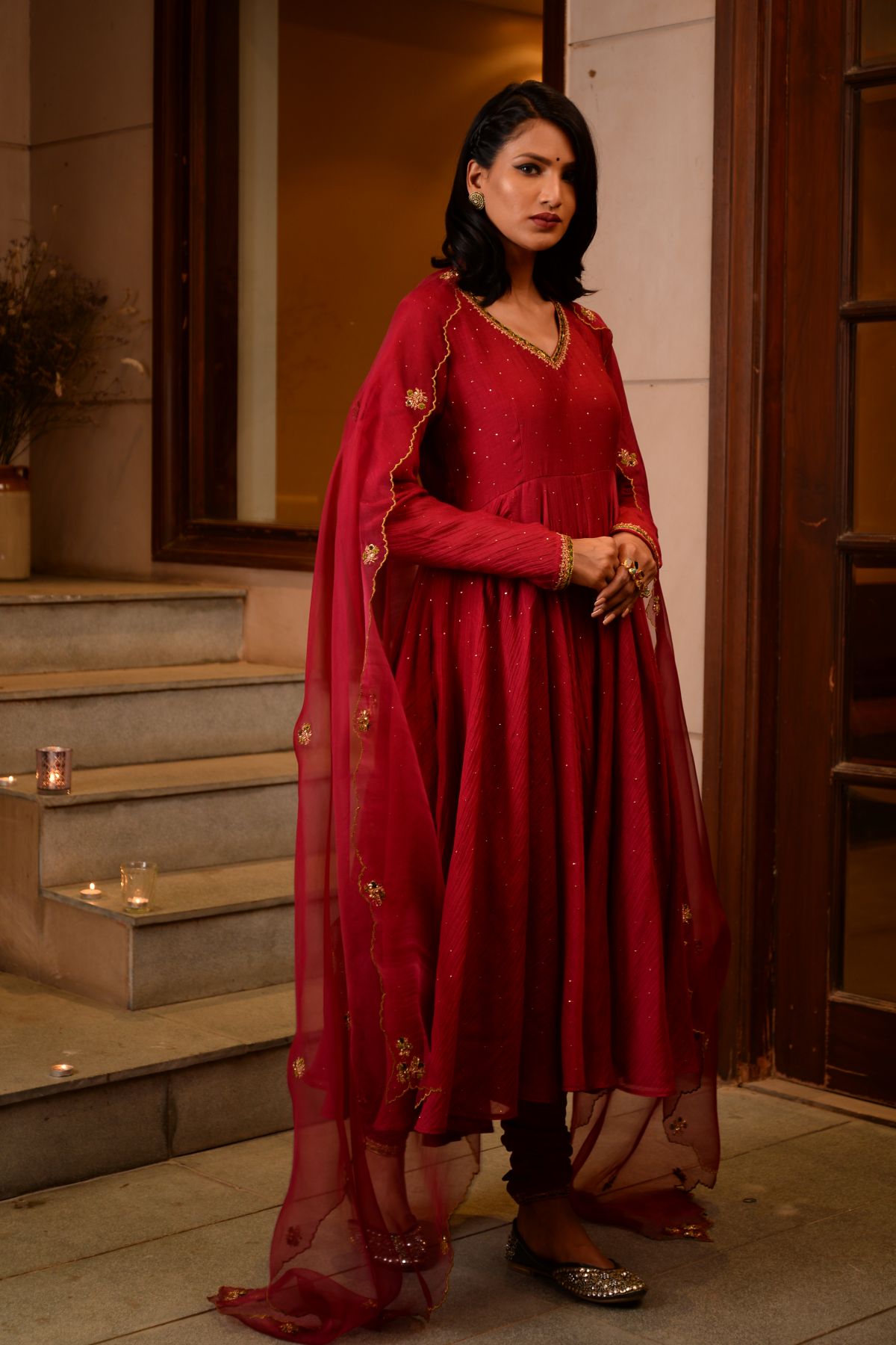 Scarlet Zardosi Flared Kurta Set