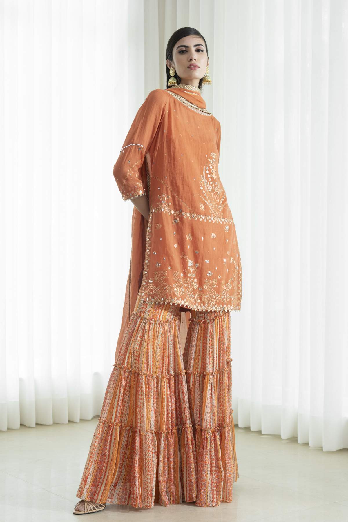 Foil Printed Tiered Sharara Set