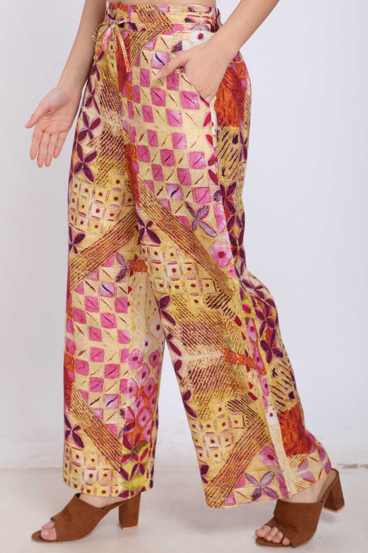 Mural Printed Linen Pants