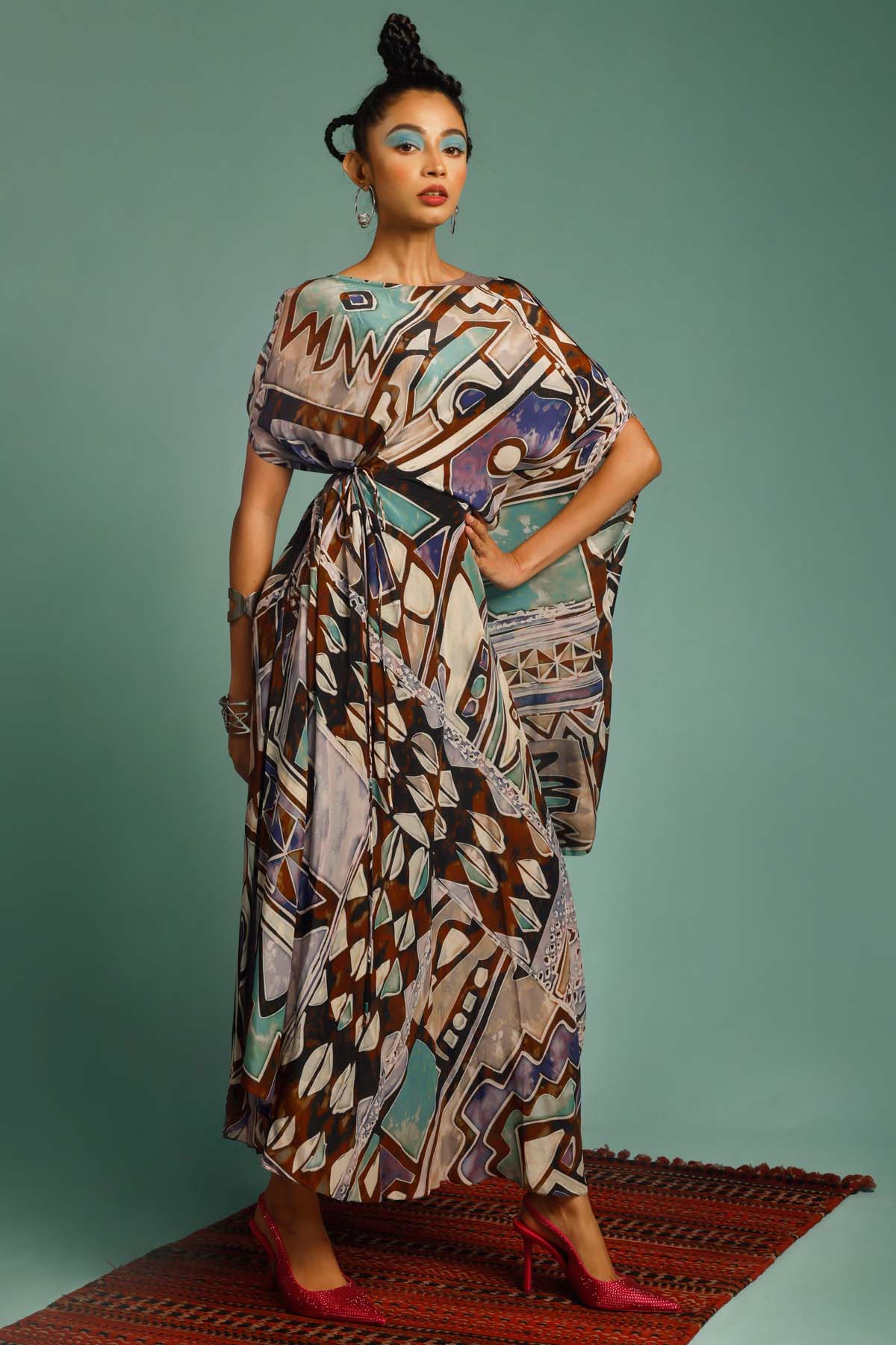 Natural Crepe Side Draped Dress