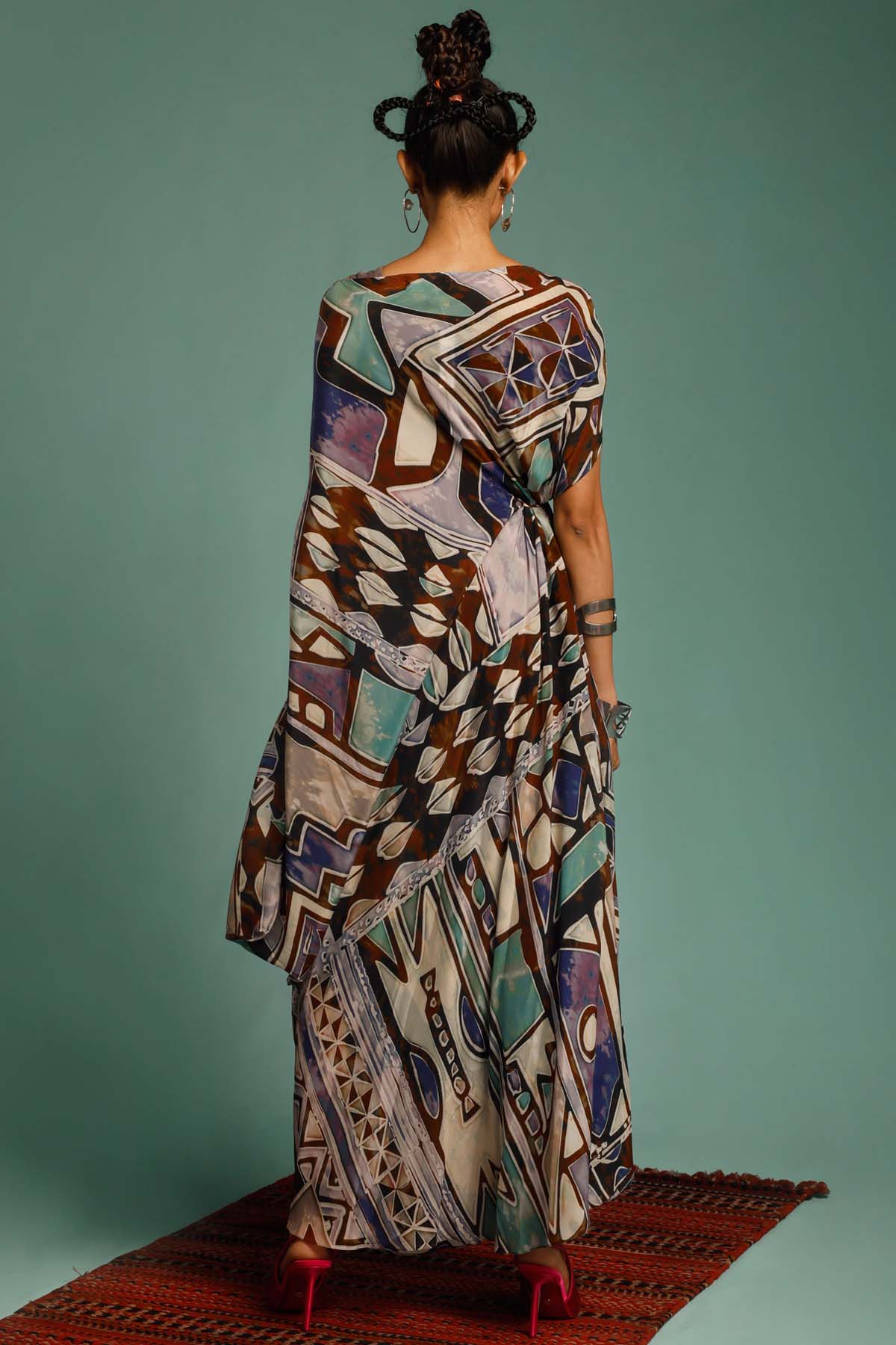 Natural Crepe Side Draped Dress