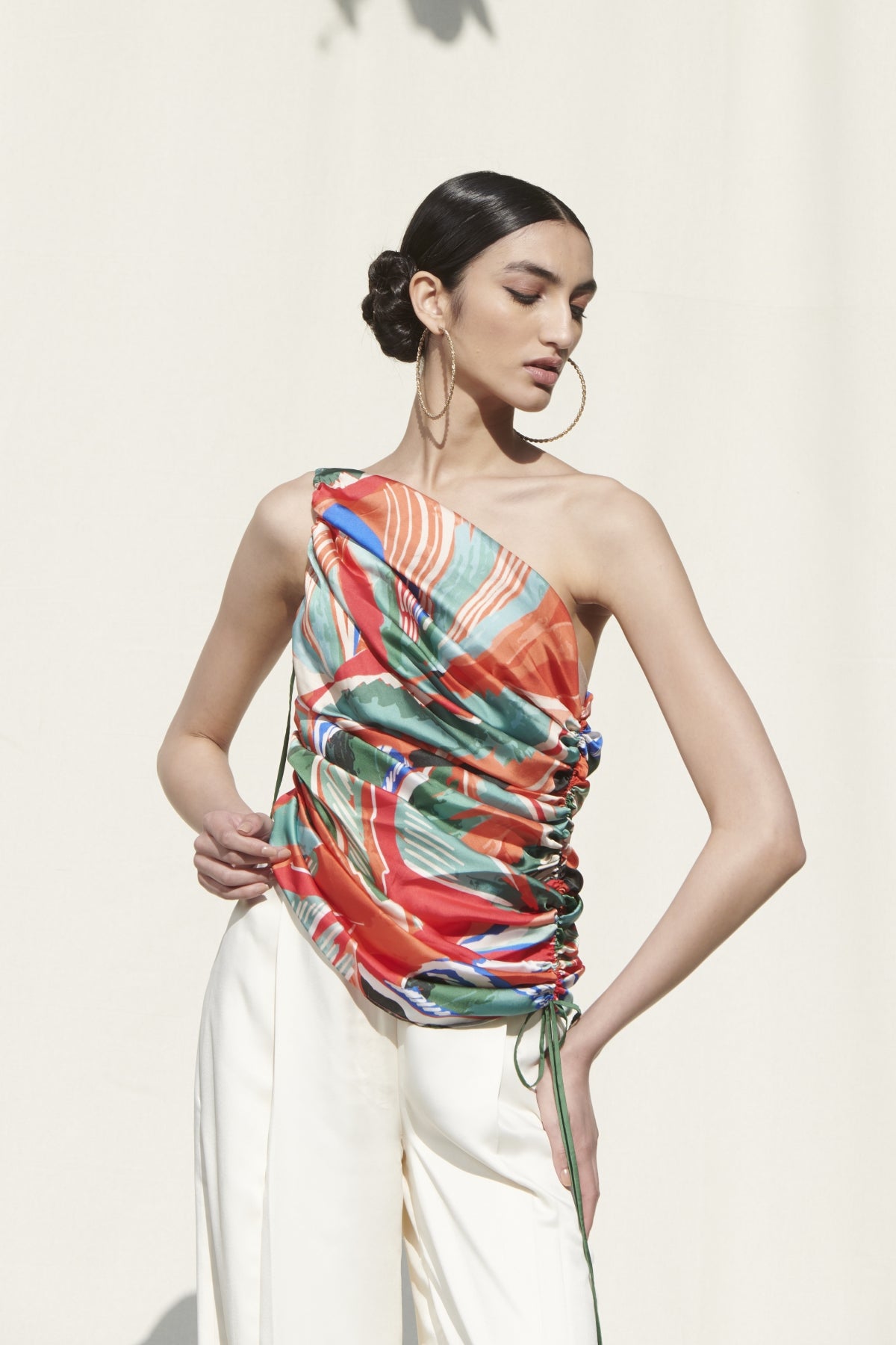 Buy Printed Draped Top by Mandira Wirk