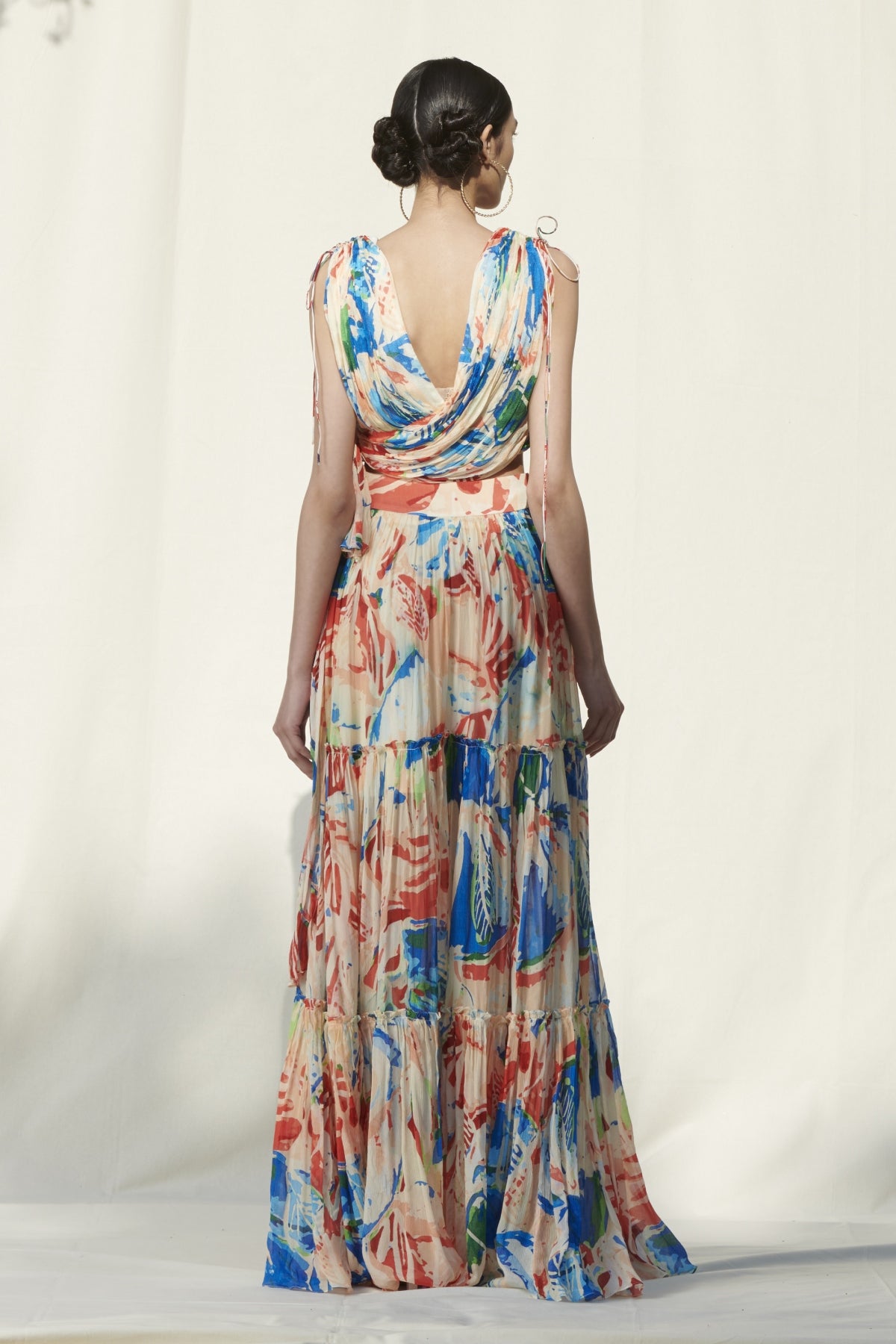 Printed Drape Skirt Set