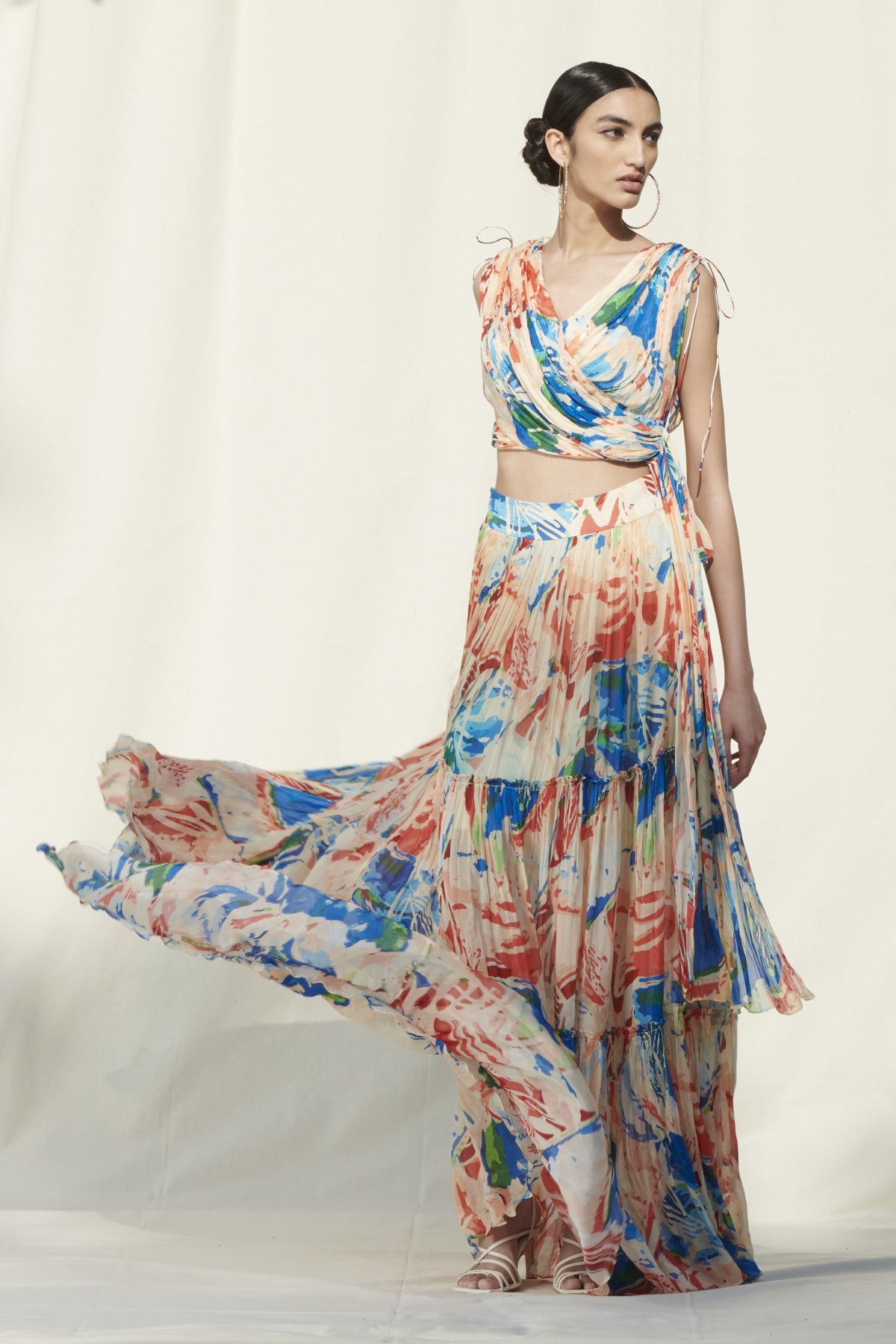 Printed Drape Skirt Set