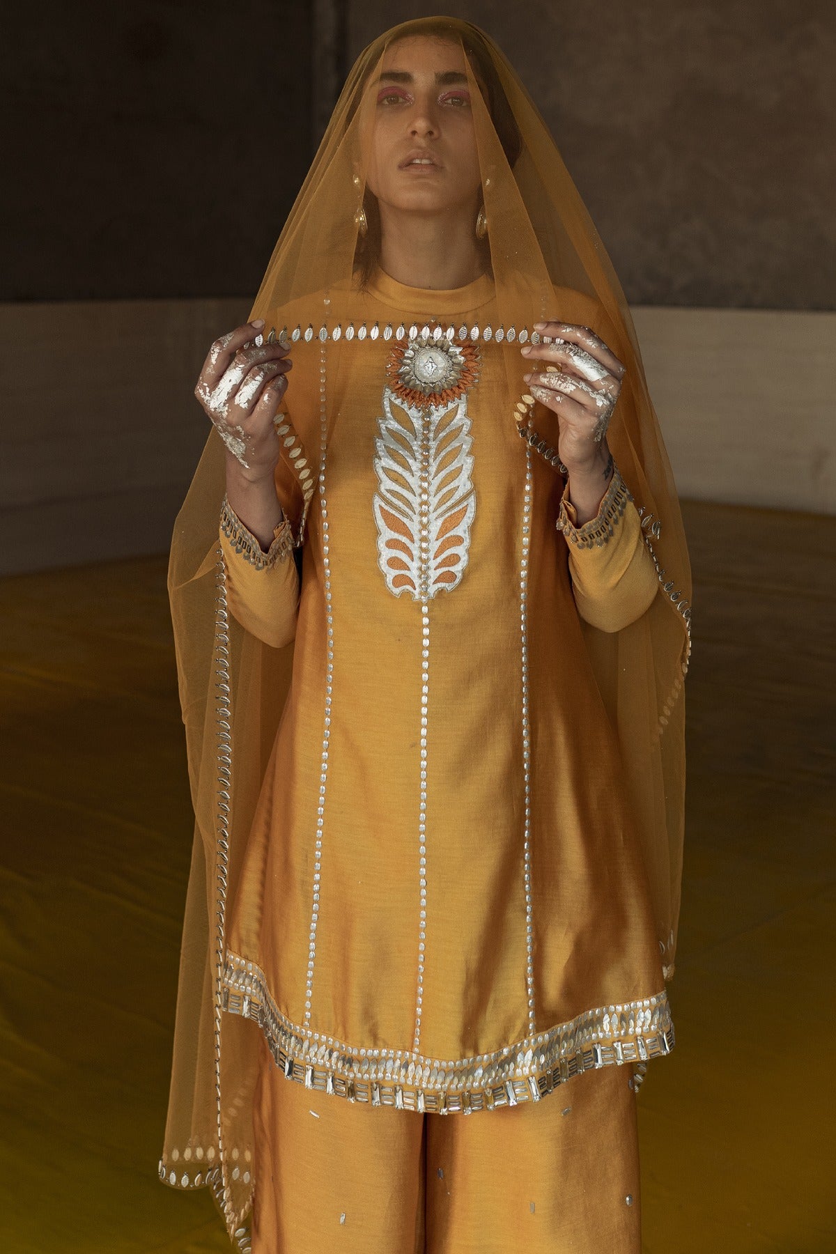 Yellow Patchwork Sharara Set