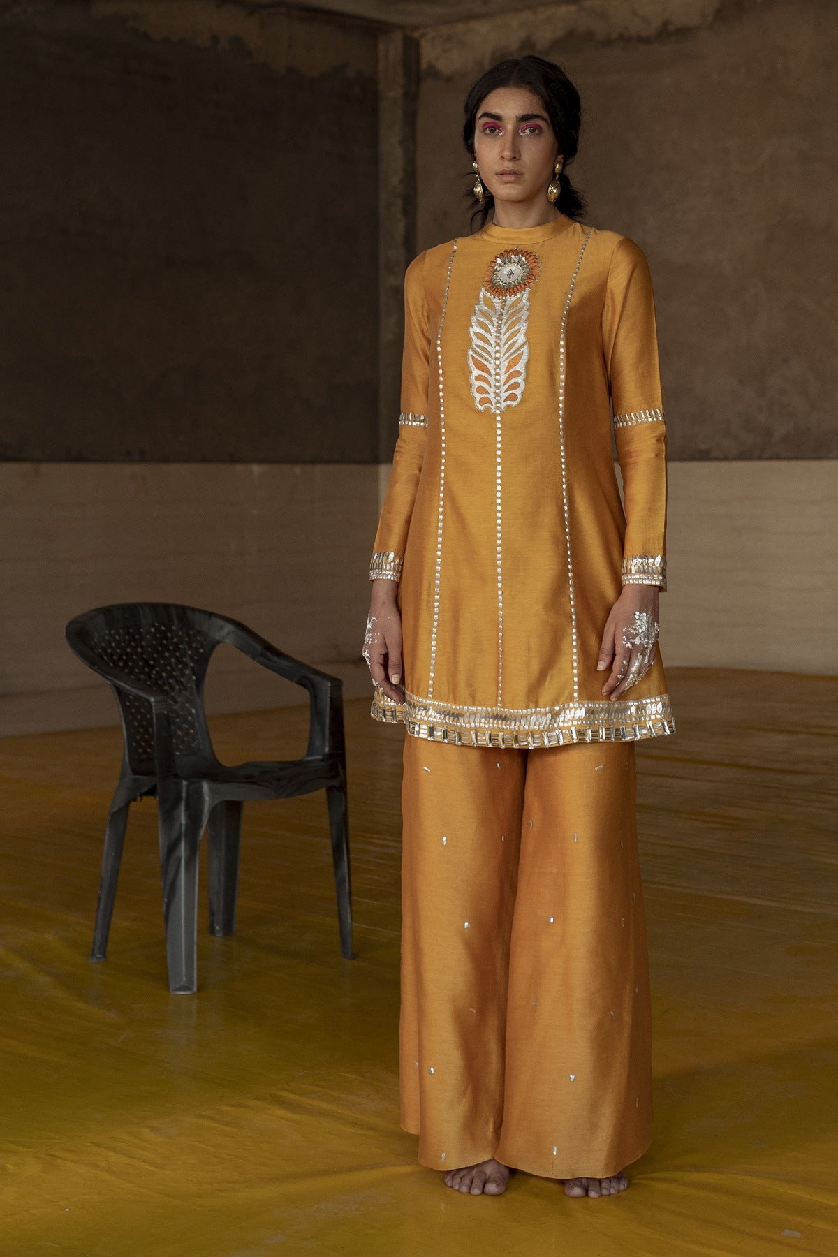 Yellow Patchwork Sharara Set