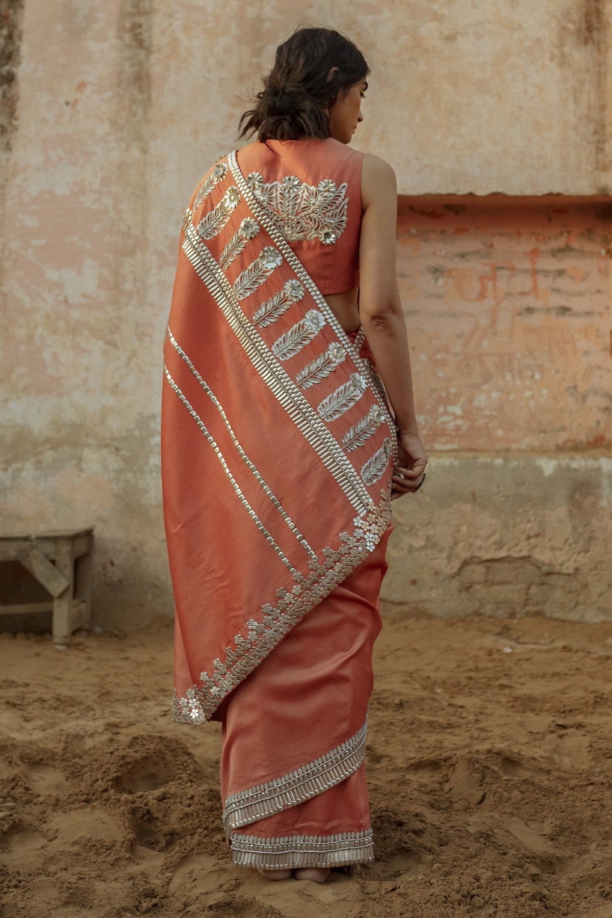 Coral Handwoven Chanderi Saree