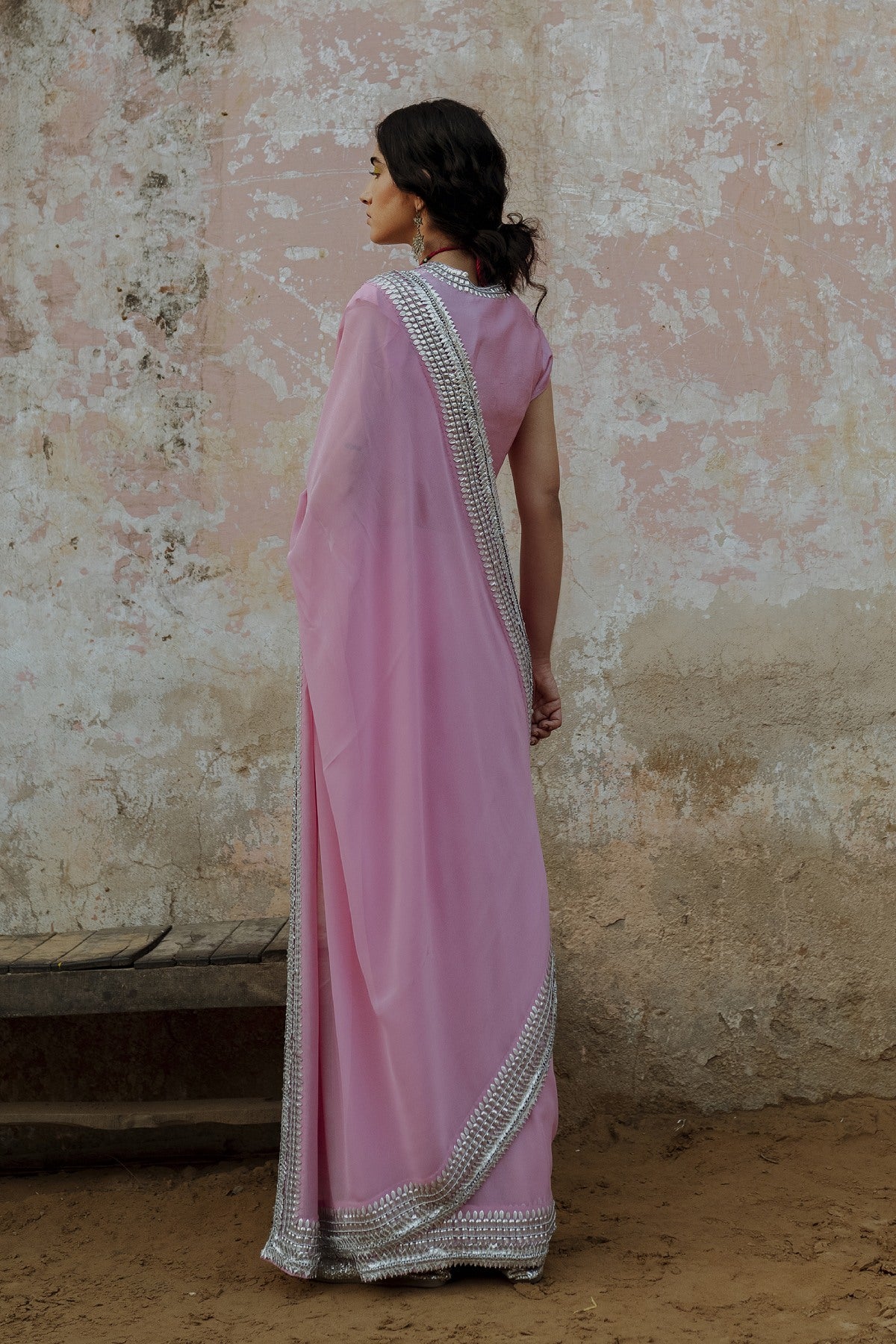 Pink Georgette Handwork Saree