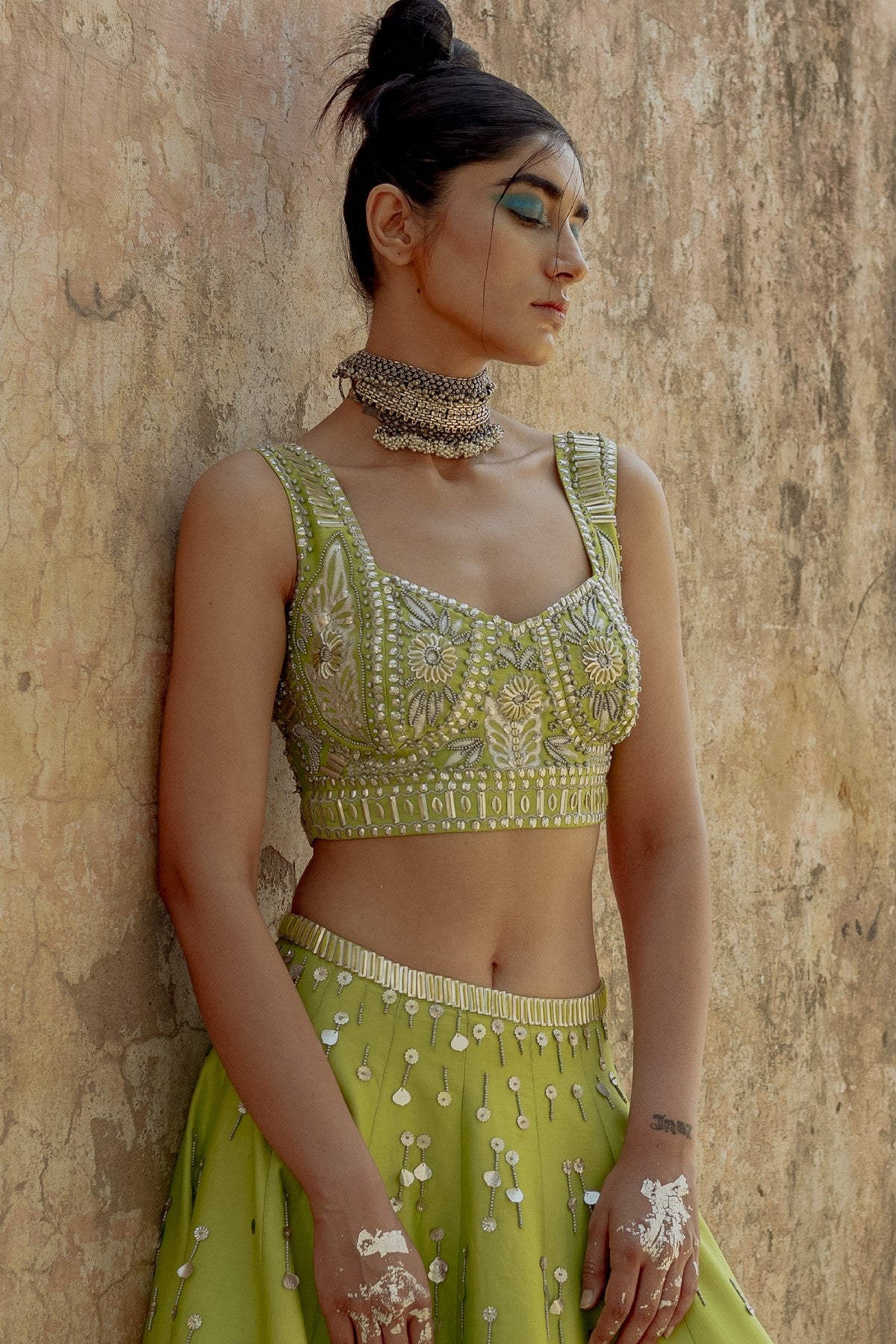 Sequin & Bead Lehenga Set