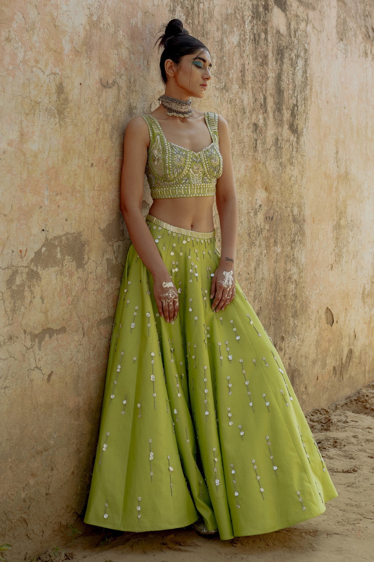 Sequin & Bead Lehenga Set