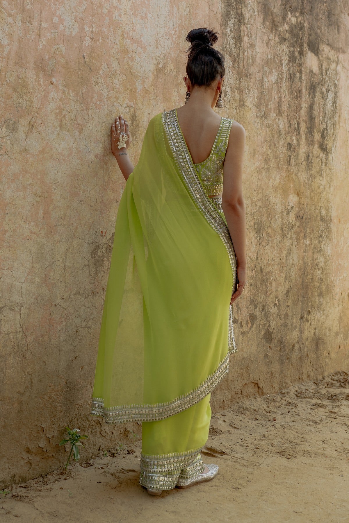 Green Georgette Handwork Saree