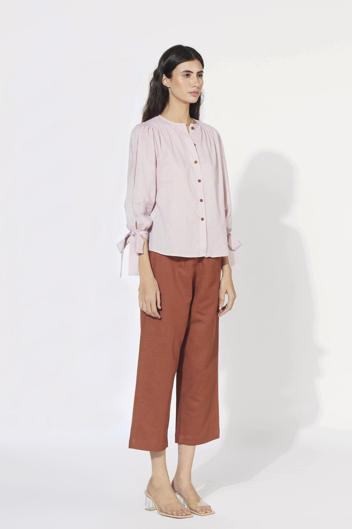 Violet Cotton Tie-Up Sleeves Top