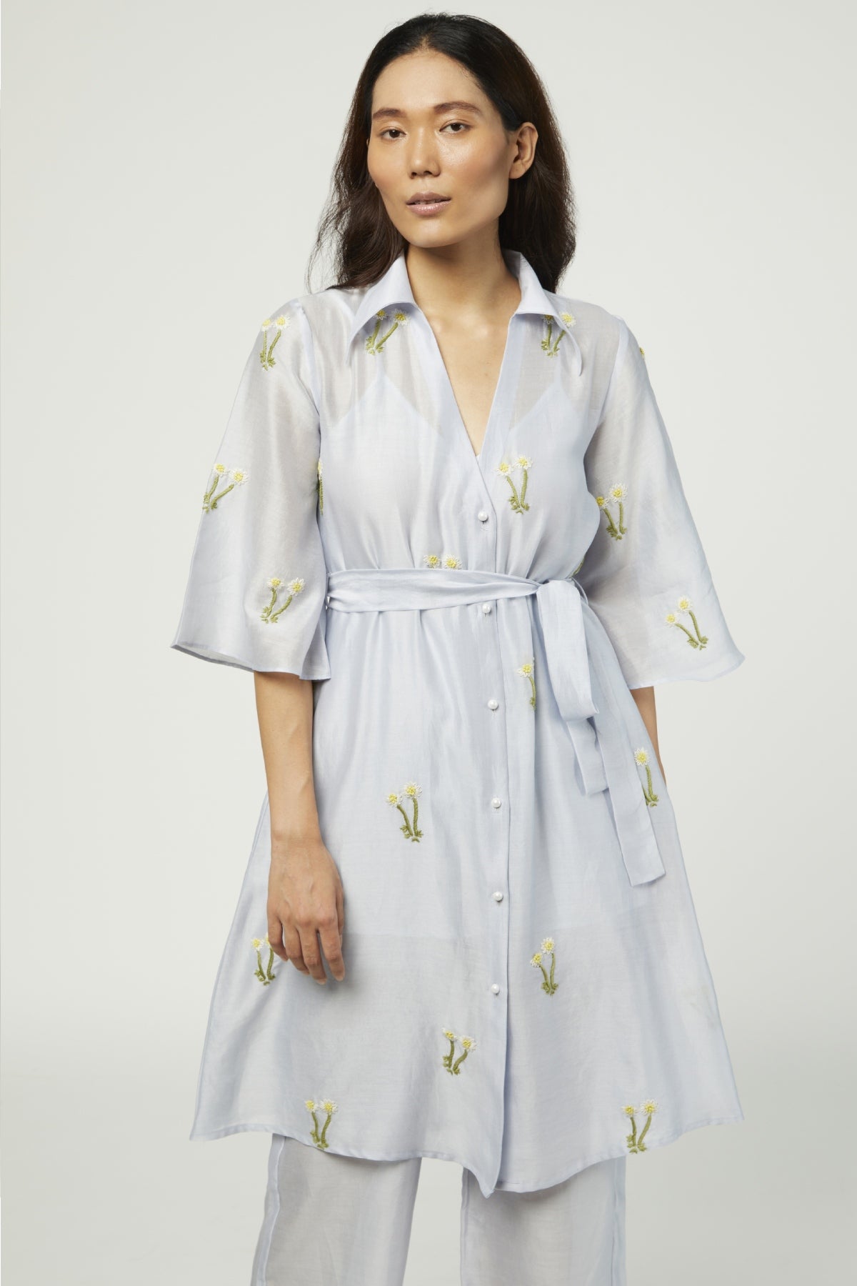 Silk Chanderi Blue Kurta Set